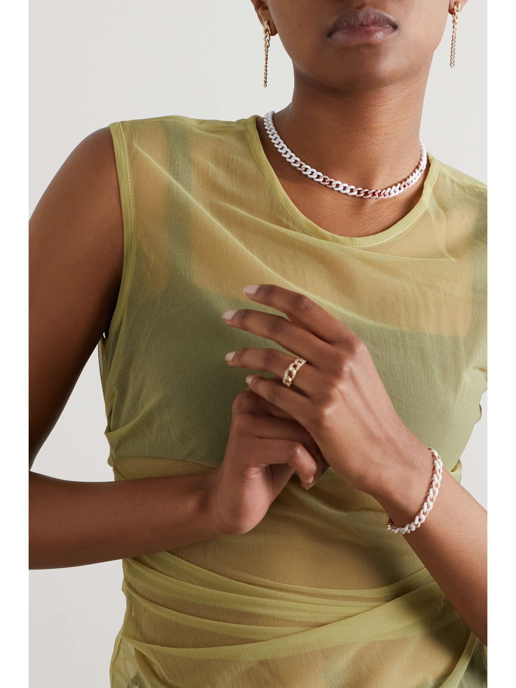 SHAY Ceramic, 18-karat rose gold and diamond necklace