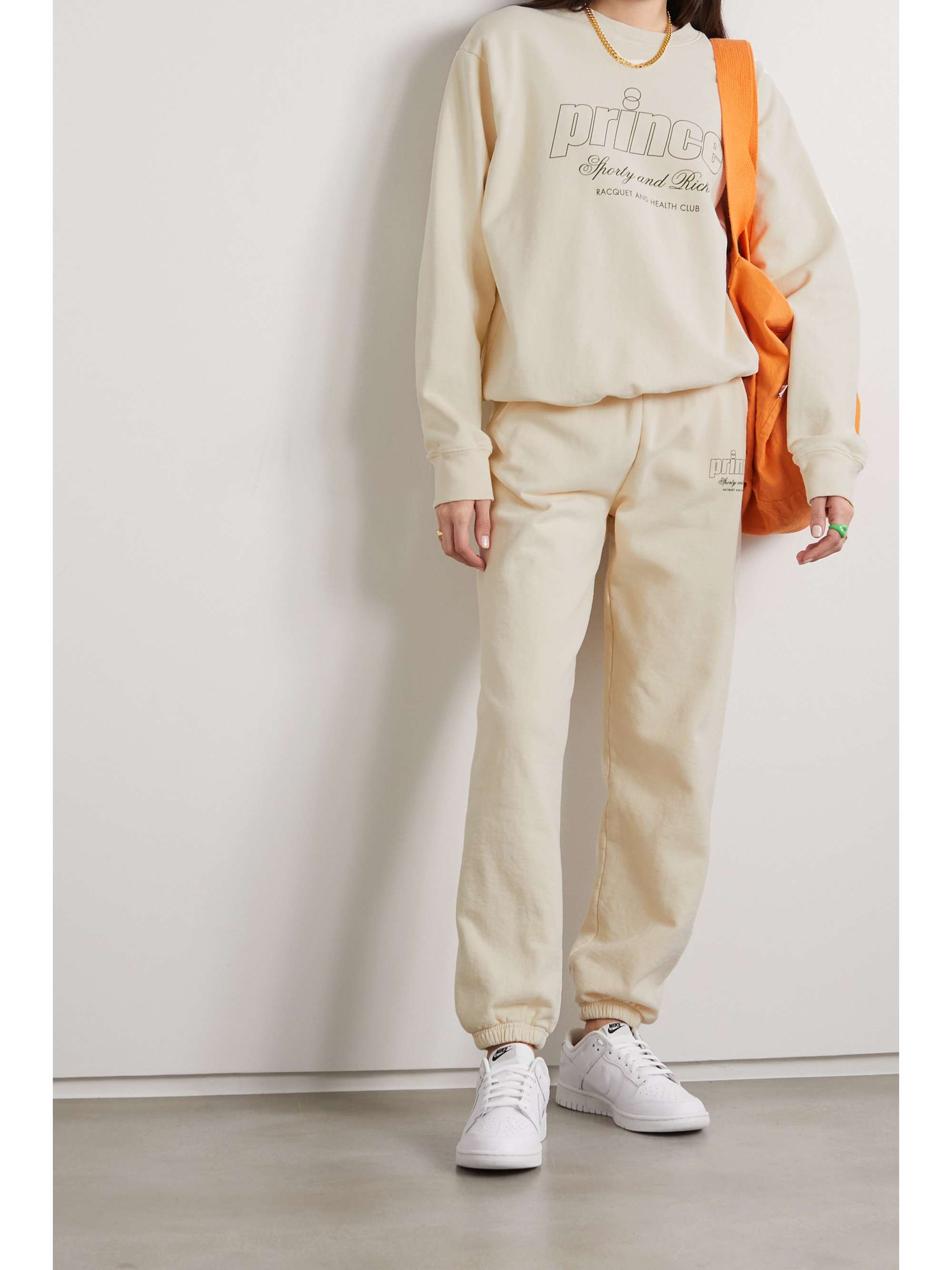 SPORTY & RICH + Prince printed cotton-jersey track pants
