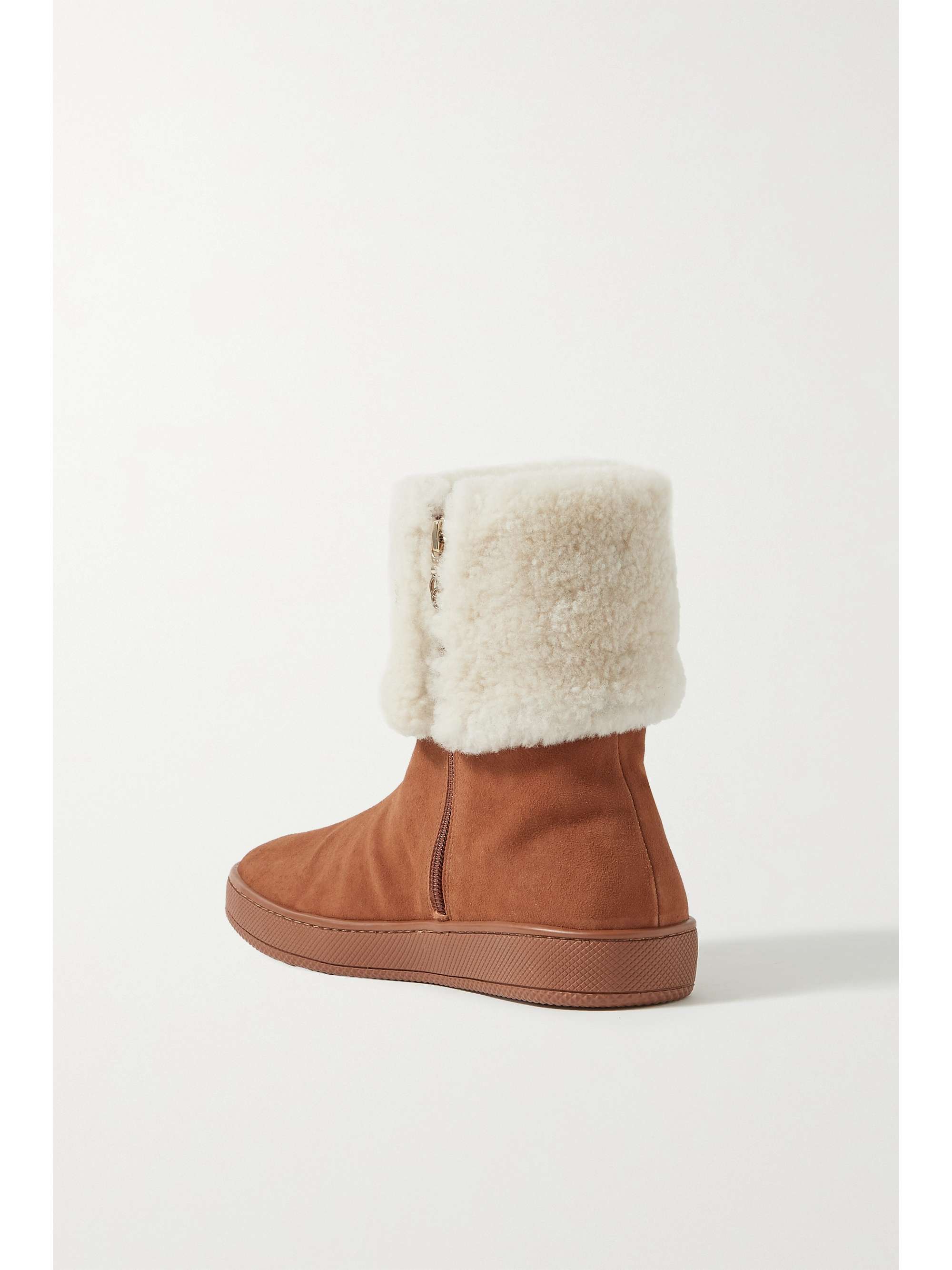 PORTE & PAIRE Shearling-trimmed suede boots