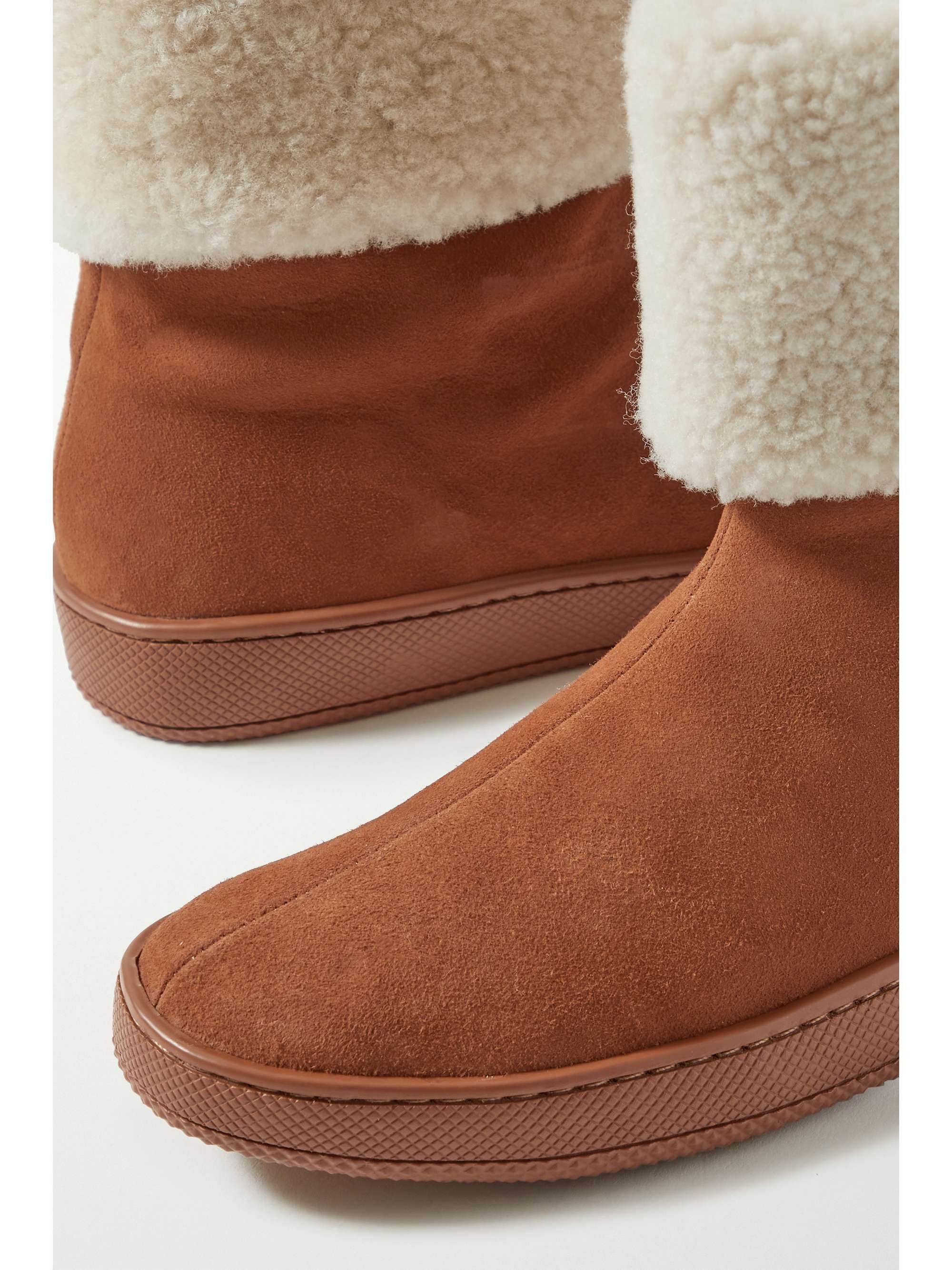 PORTE & PAIRE Shearling-trimmed suede boots