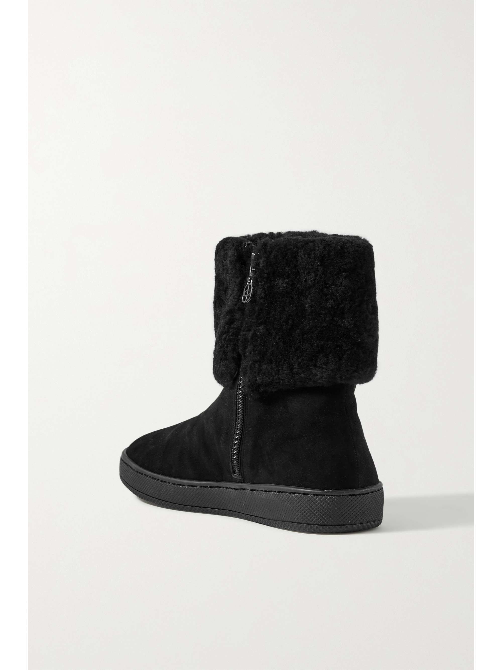 PORTE & PAIRE Shearling-trimmed suede boots