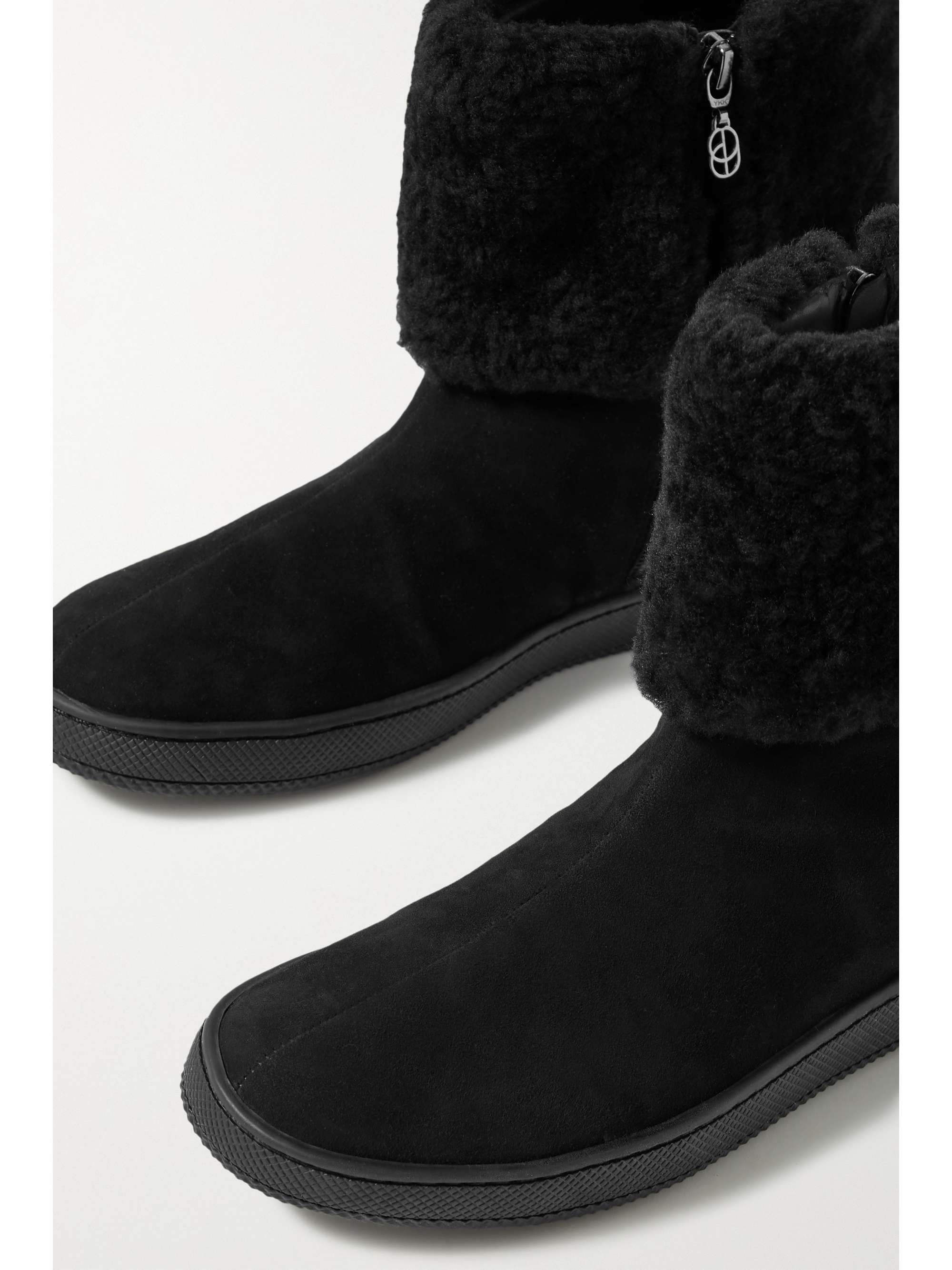 PORTE & PAIRE Shearling-trimmed suede boots