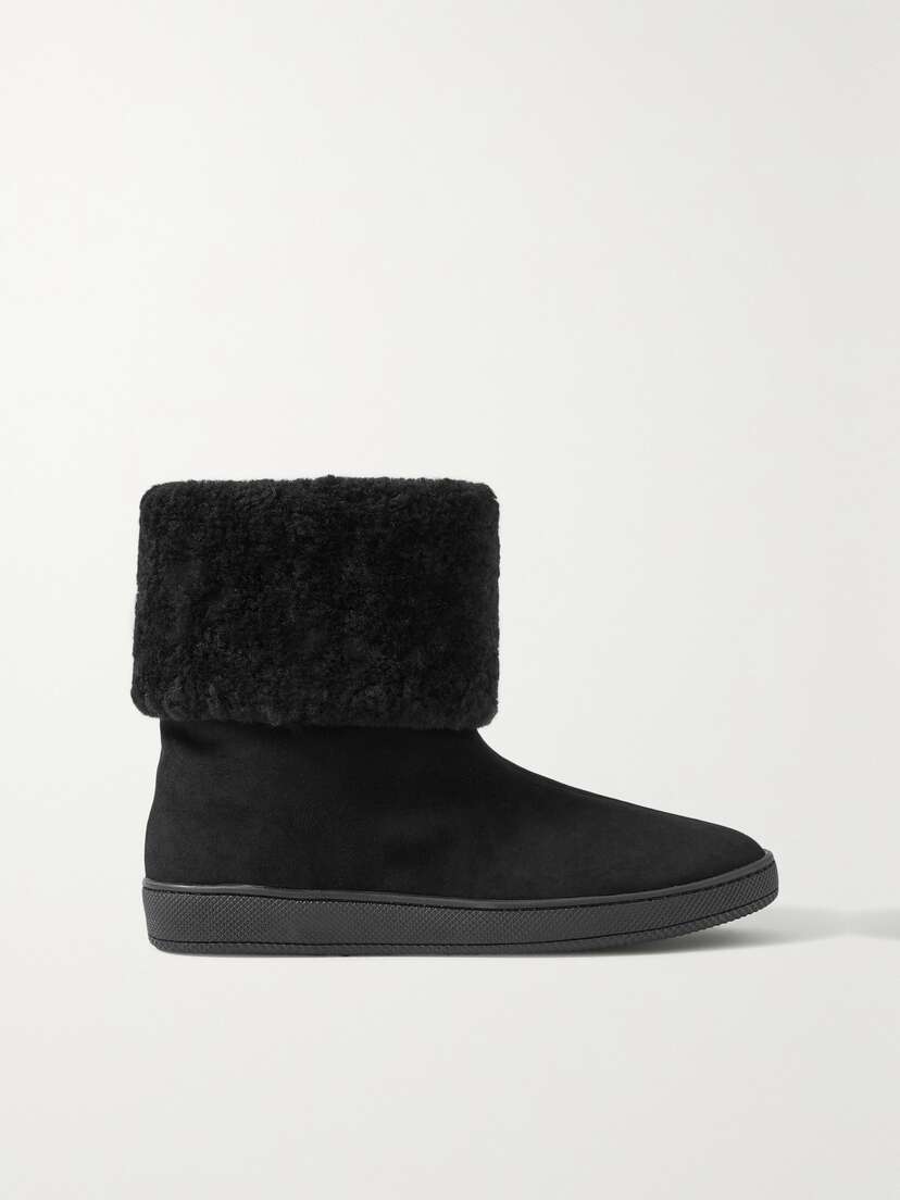 Porte & Paire Shearling-trimmed Suede Boots