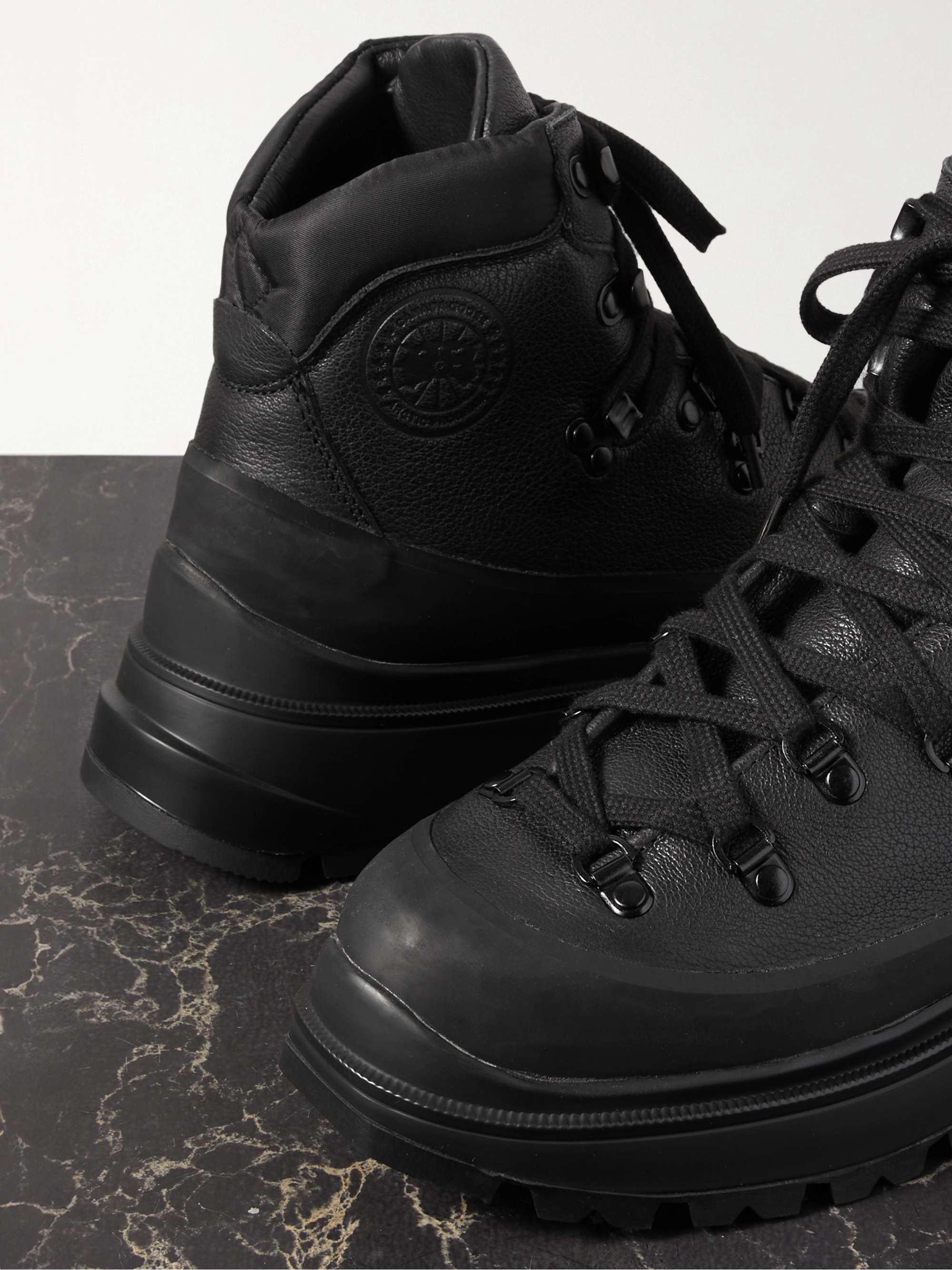 CANADA GOOSE Journey suede-trimmed textured-leather ankle boots