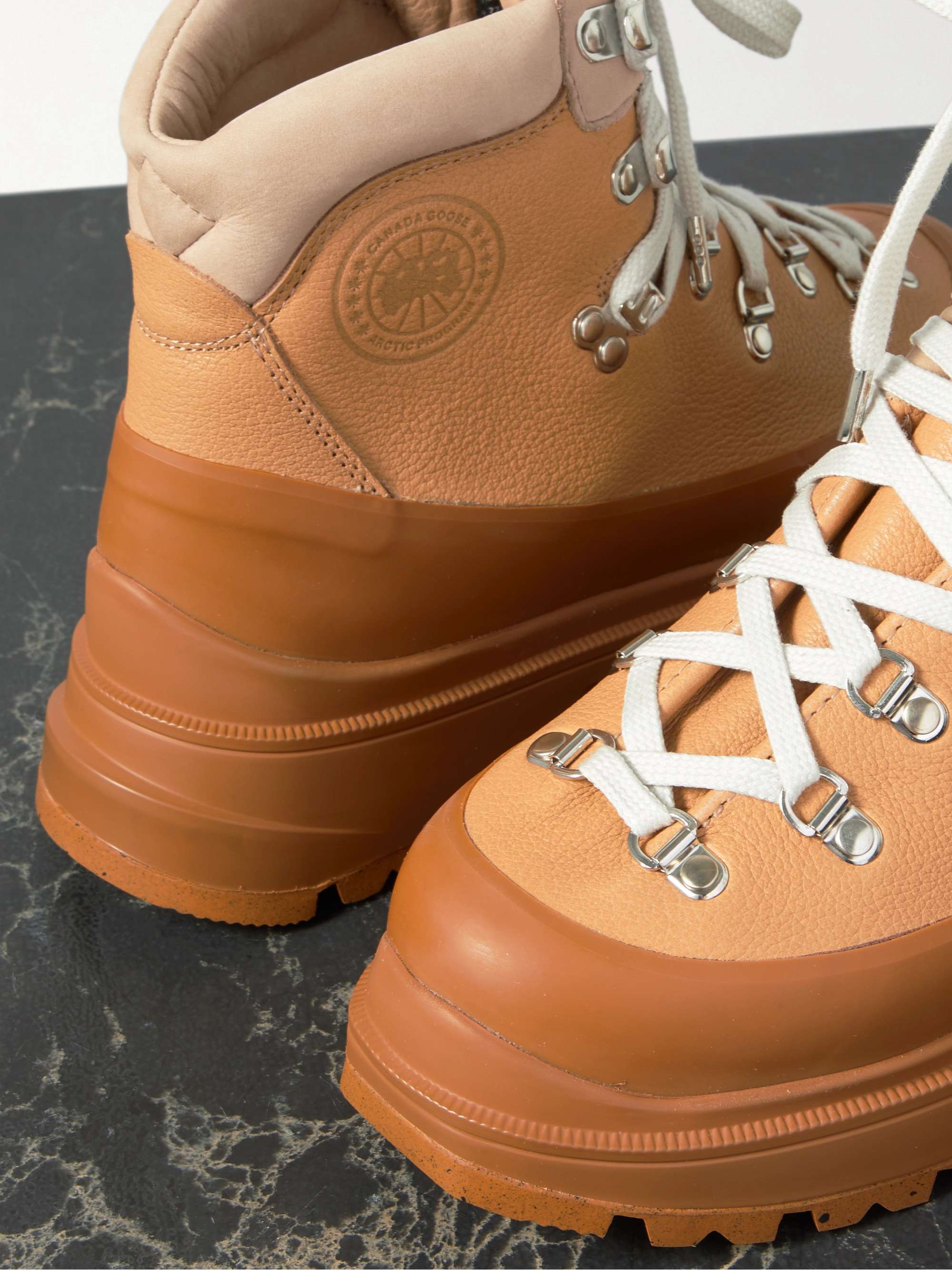 CANADA GOOSE Journey suede-trimmed textured-leather ankle boots