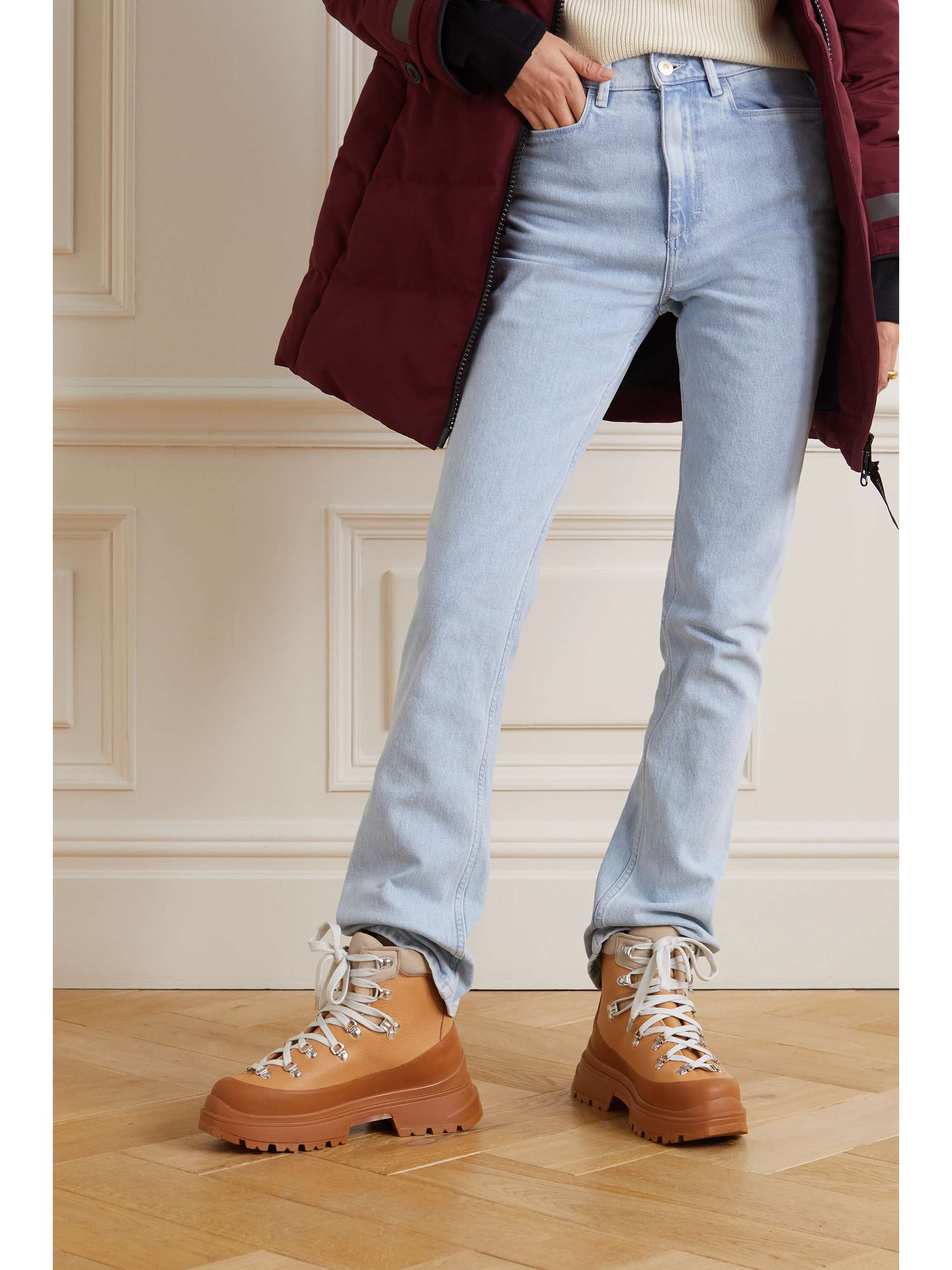 CANADA GOOSE Journey suede-trimmed textured-leather ankle boots