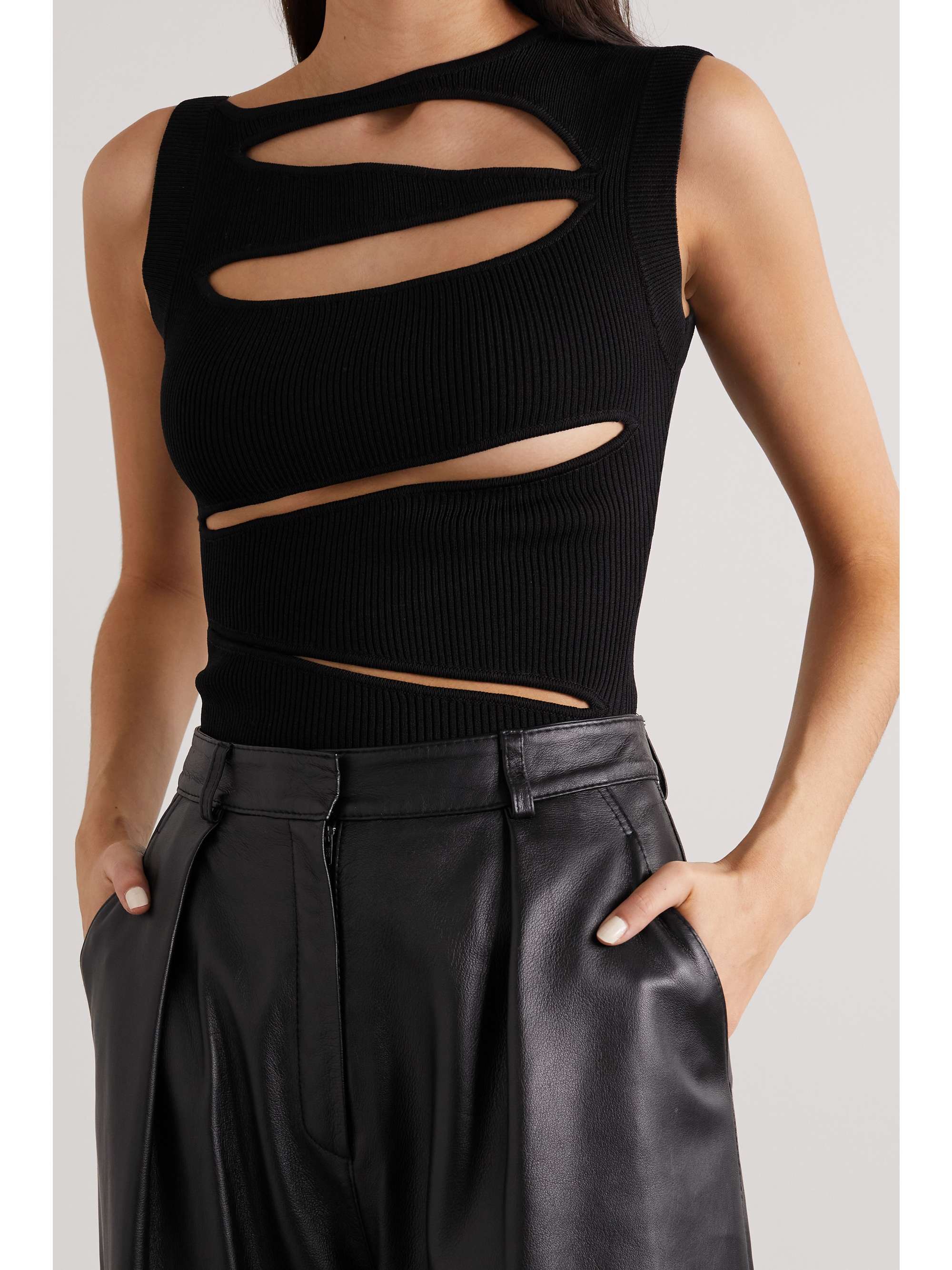 CHRISTOPHER ESBER Cutout ribbed-knit top