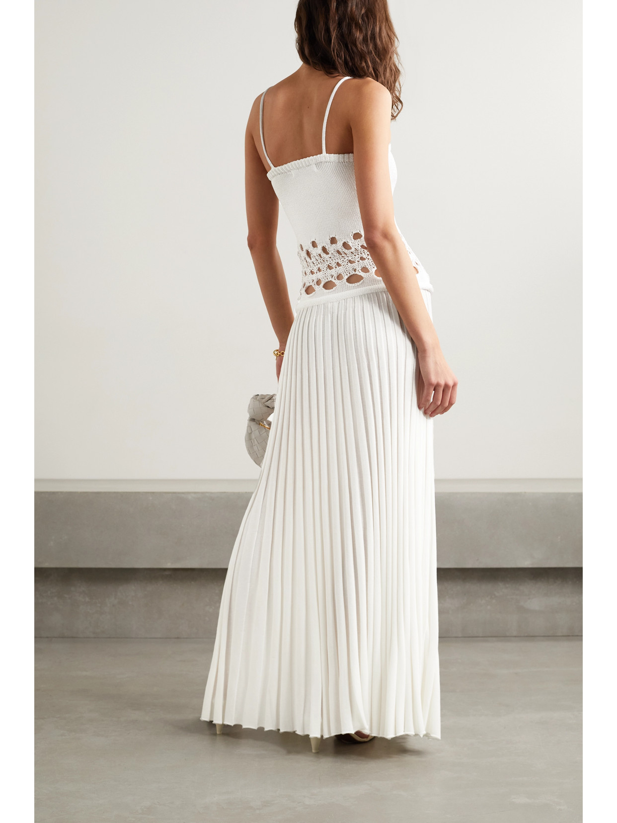Christopher Esber Crochetknit And Pleated Stretchknit Maxi Dress In