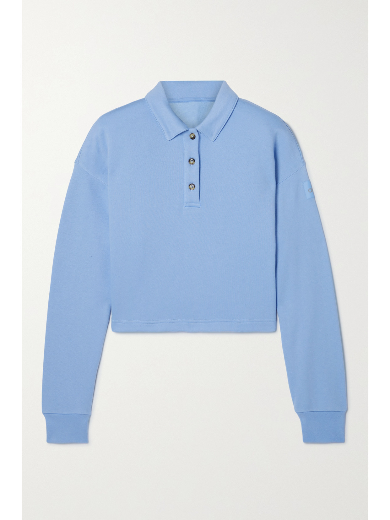 Alo Yoga Cropped Cotton-blend Jersey Sweatshirt In Blue