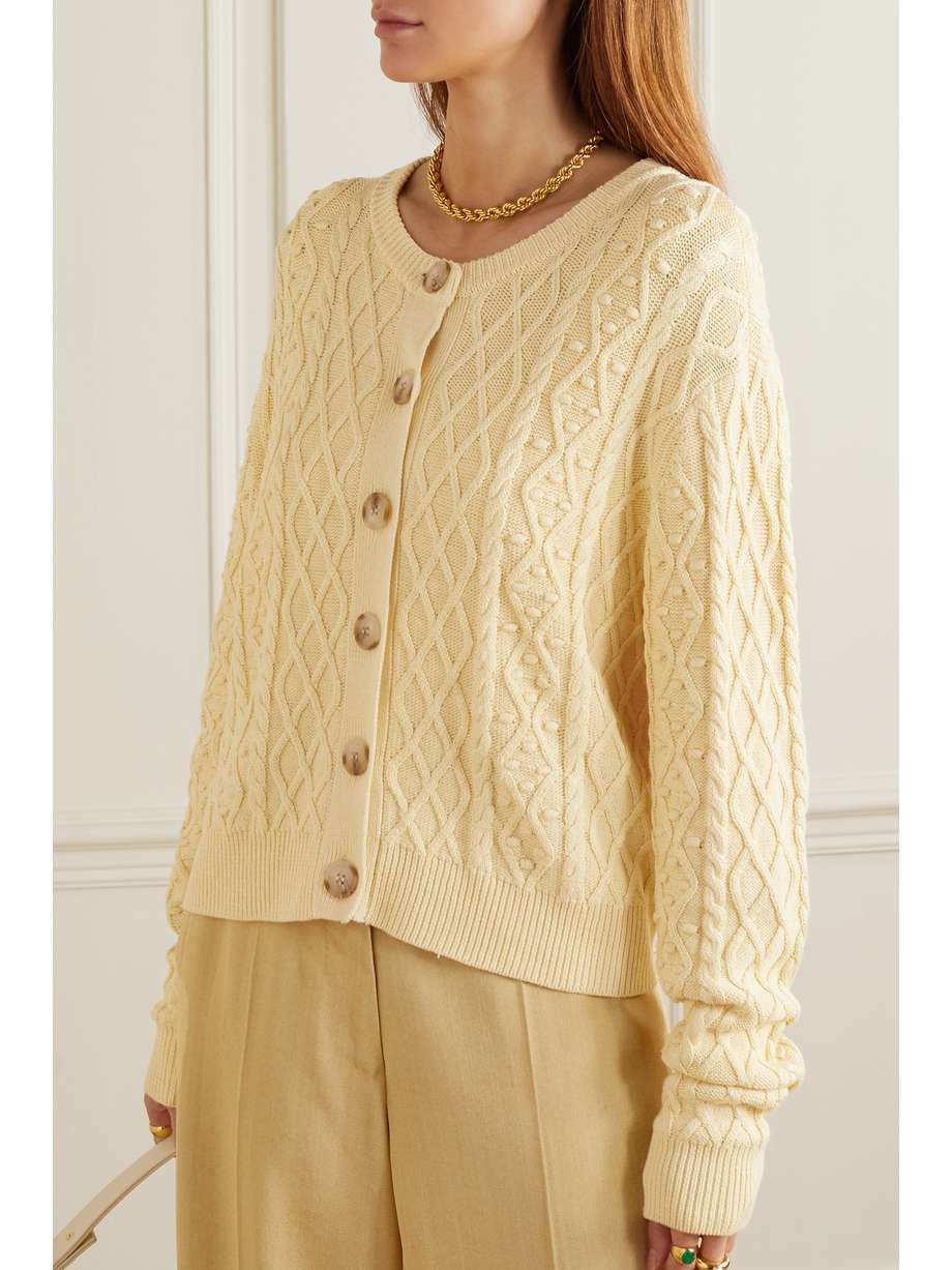 LOULOU STUDIO Vilm cableknit silkblend cardigan NETAPORTER