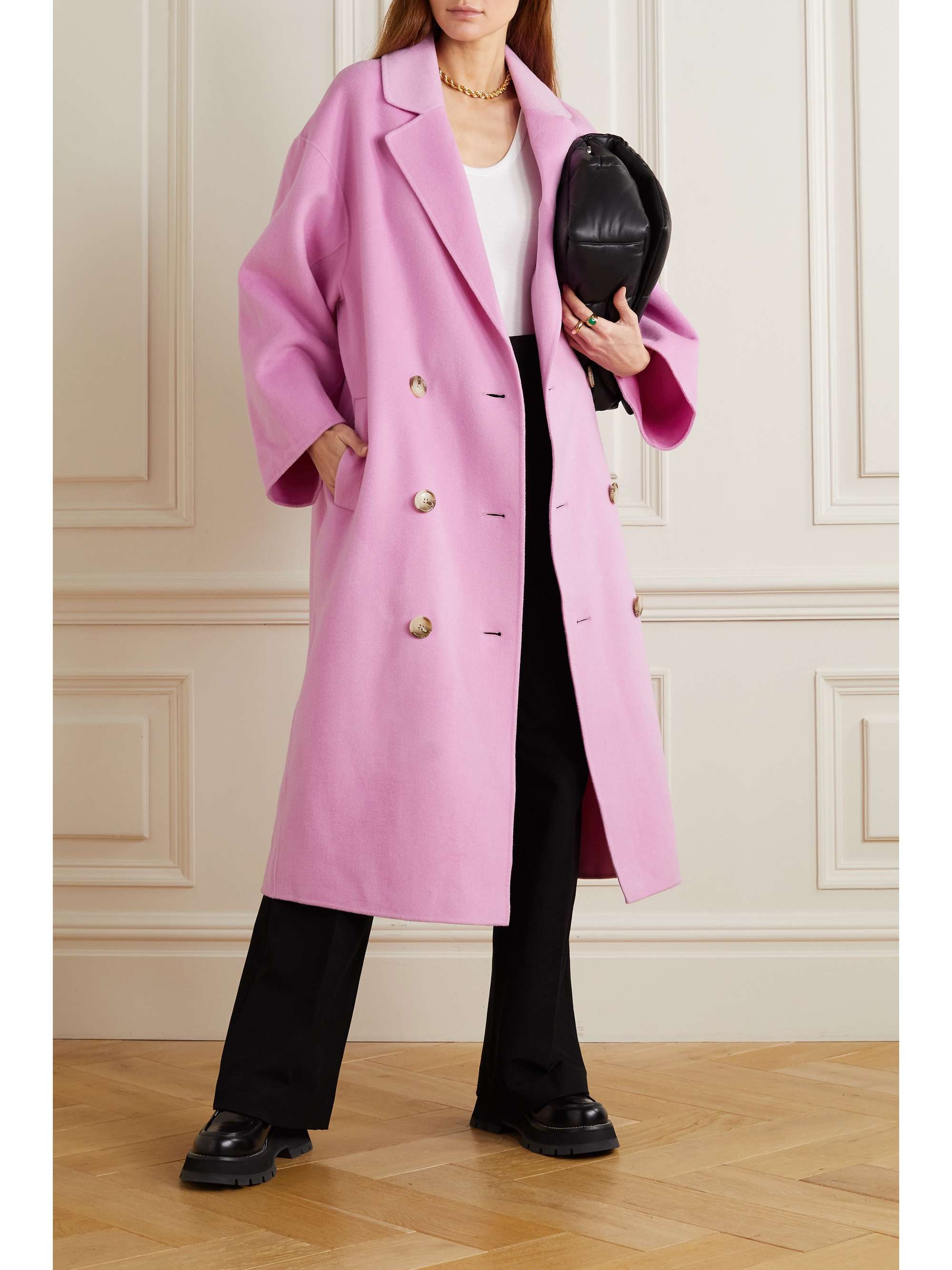 pink oversized coat