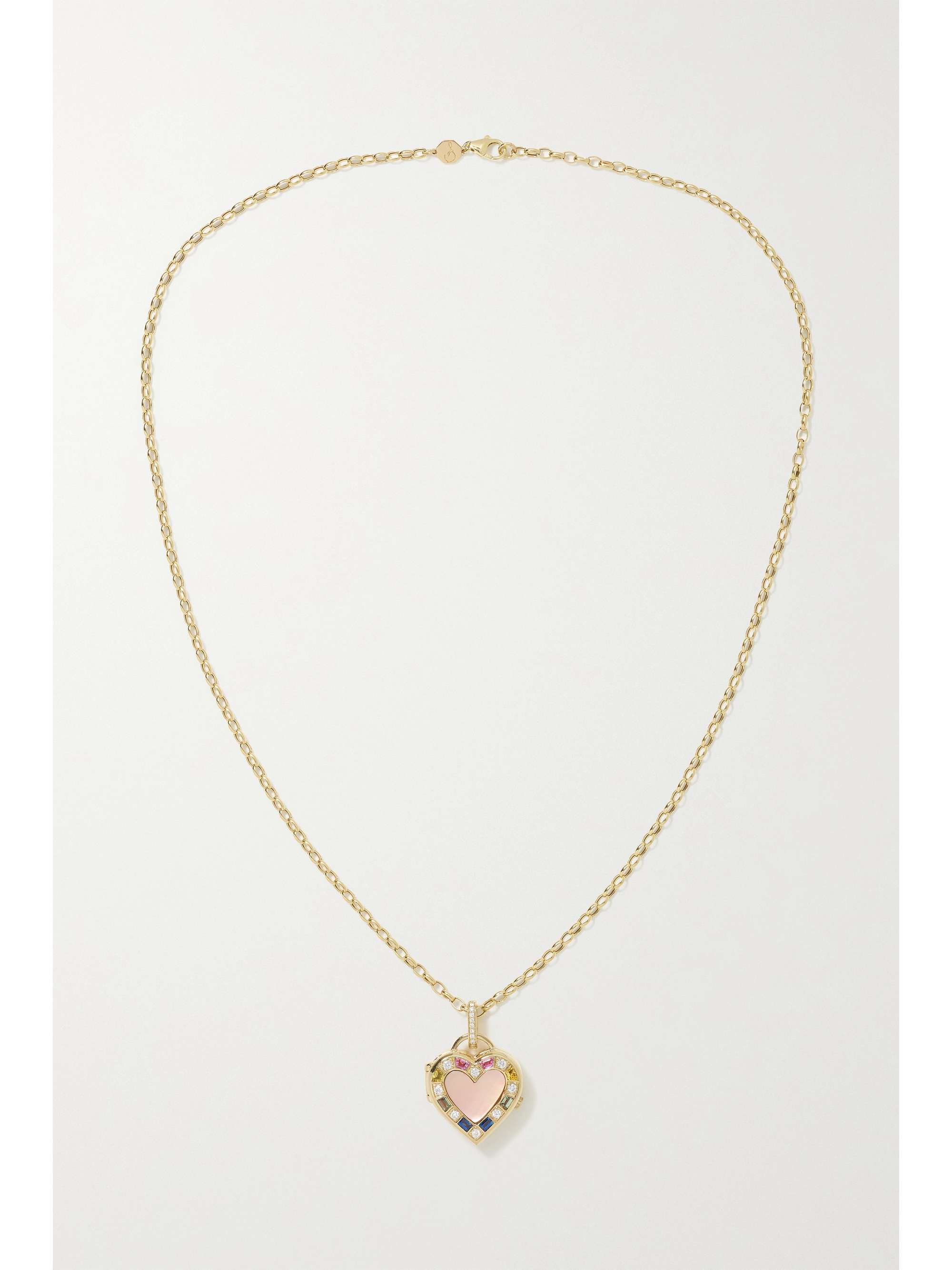 SORELLINA Heart Locket 18-karat gold multi-stone necklace