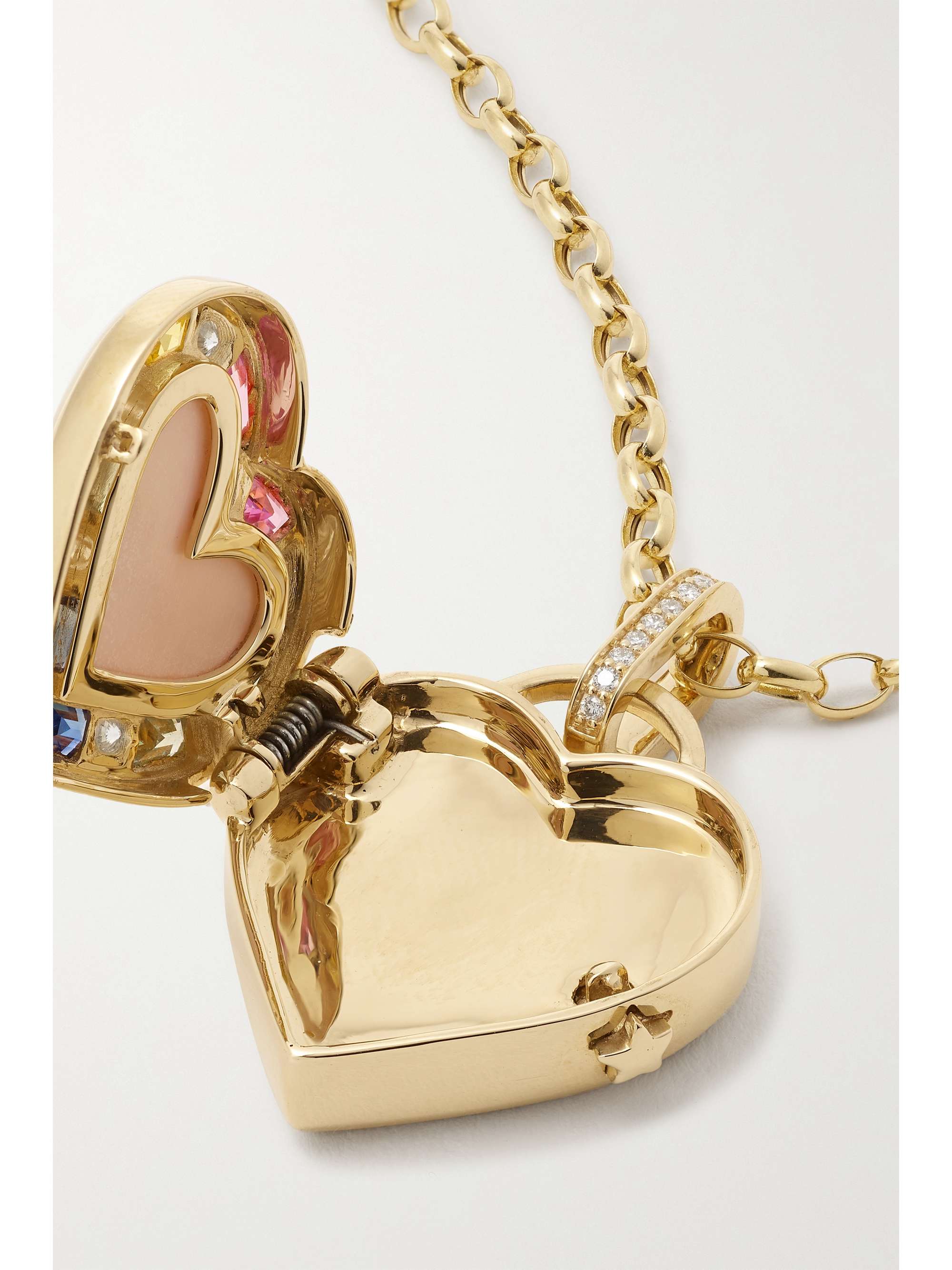 SORELLINA Heart Locket 18-karat gold multi-stone necklace