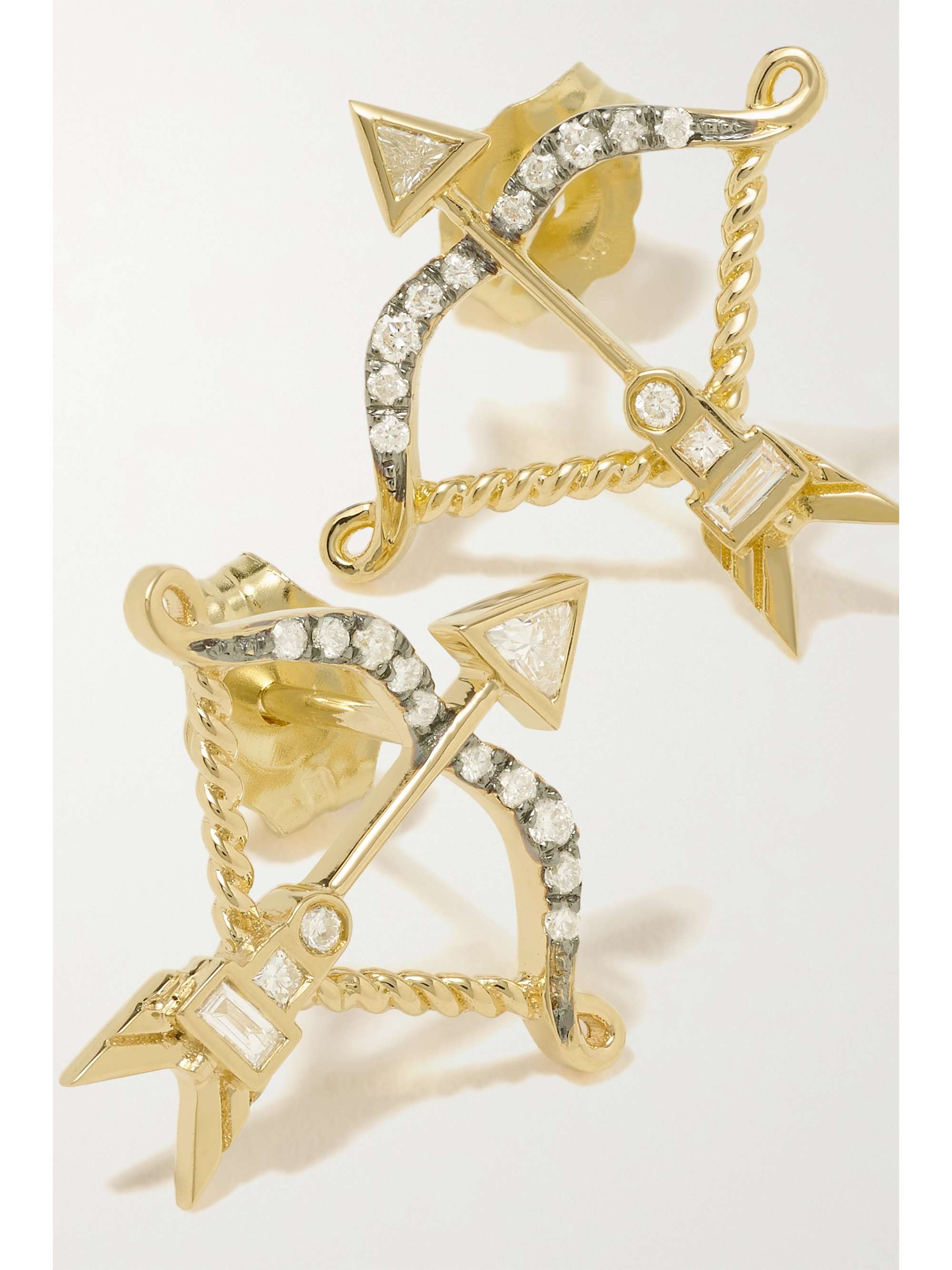 SORELLINA Bow & Arrow 18-karat gold diamond earrings