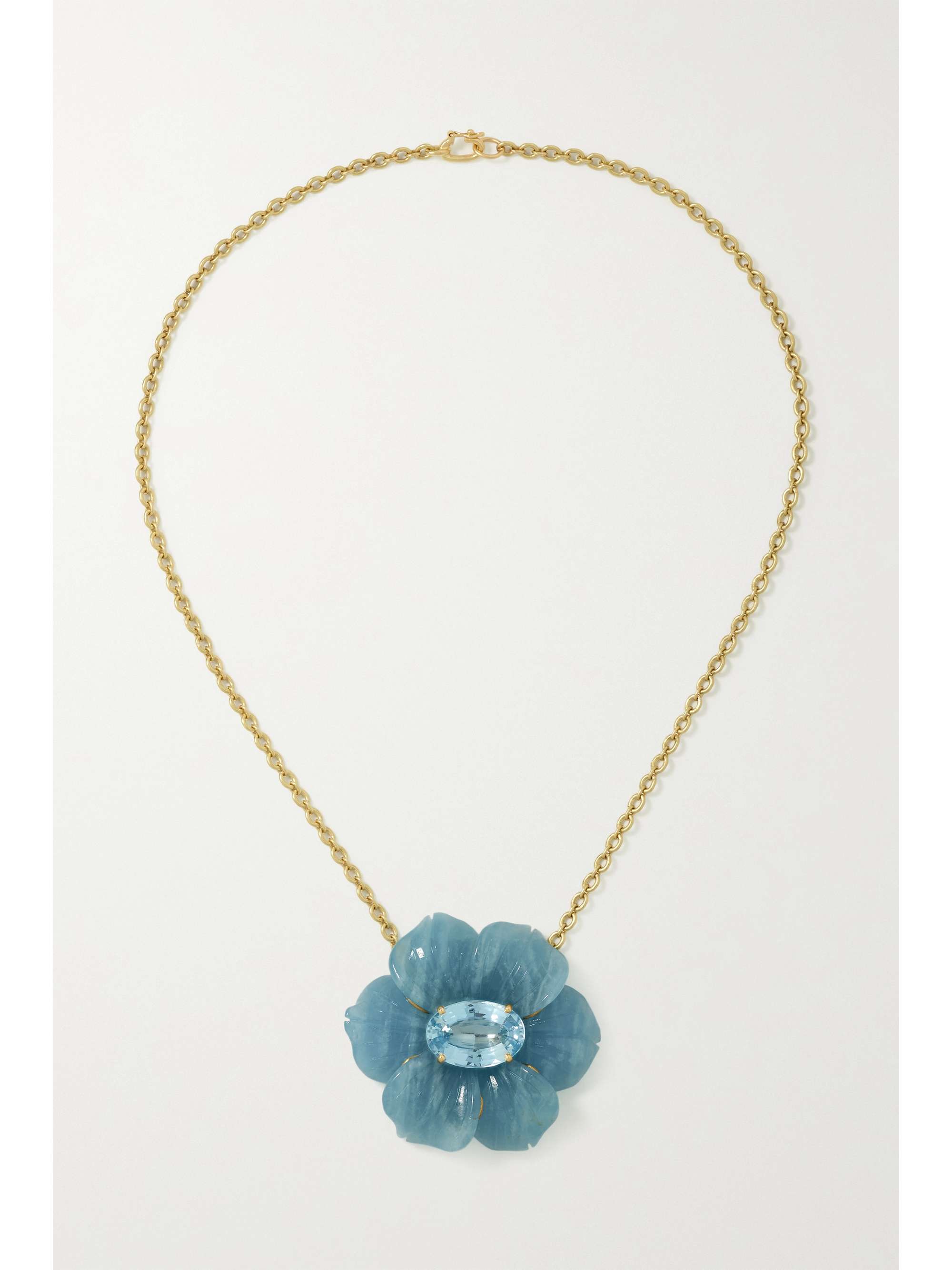 IRENE NEUWIRTH Tropical Flower 18-karat gold aquamarine necklace