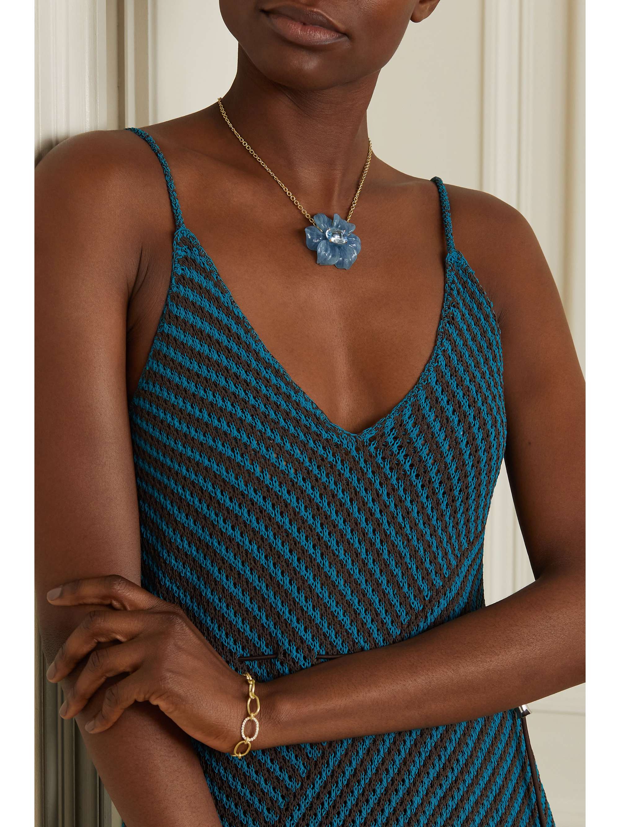 IRENE NEUWIRTH Tropical Flower 18-karat gold aquamarine necklace