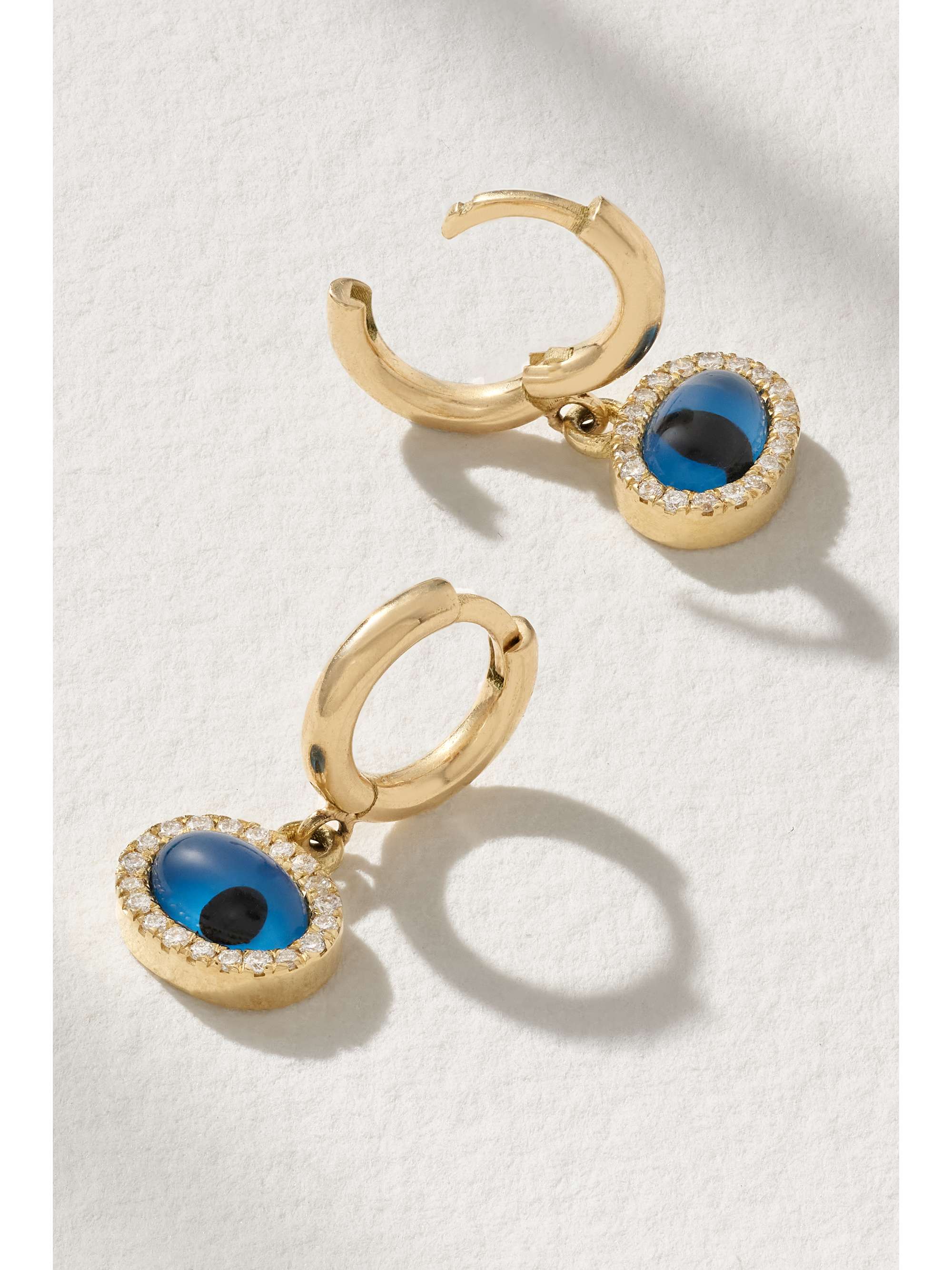 ILEANA MAKRI Mini Oval Eye 18-karat gold, glass and diamond hoop earrings