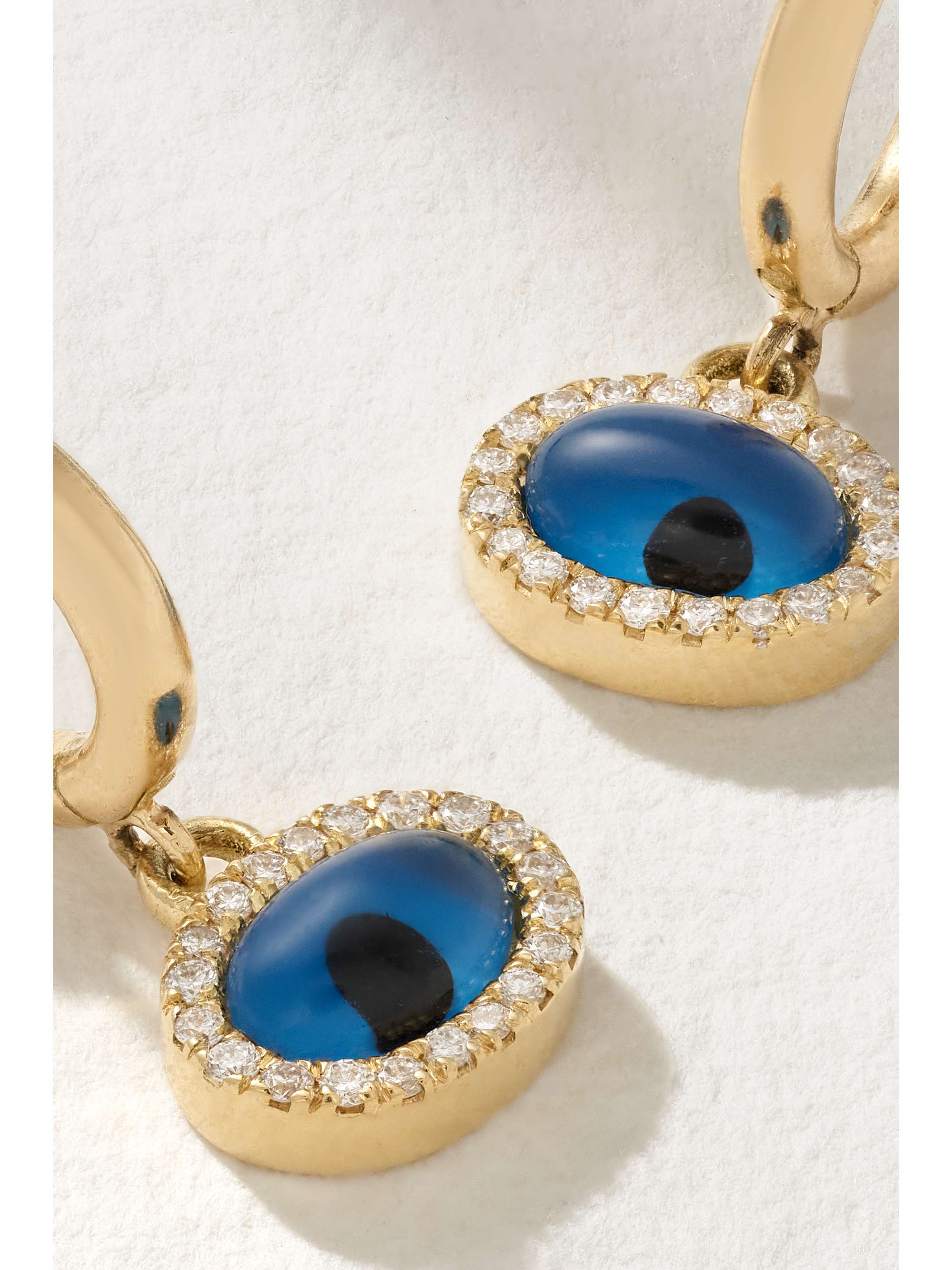 ILEANA MAKRI Mini Oval Eye 18-karat gold, glass and diamond hoop earrings