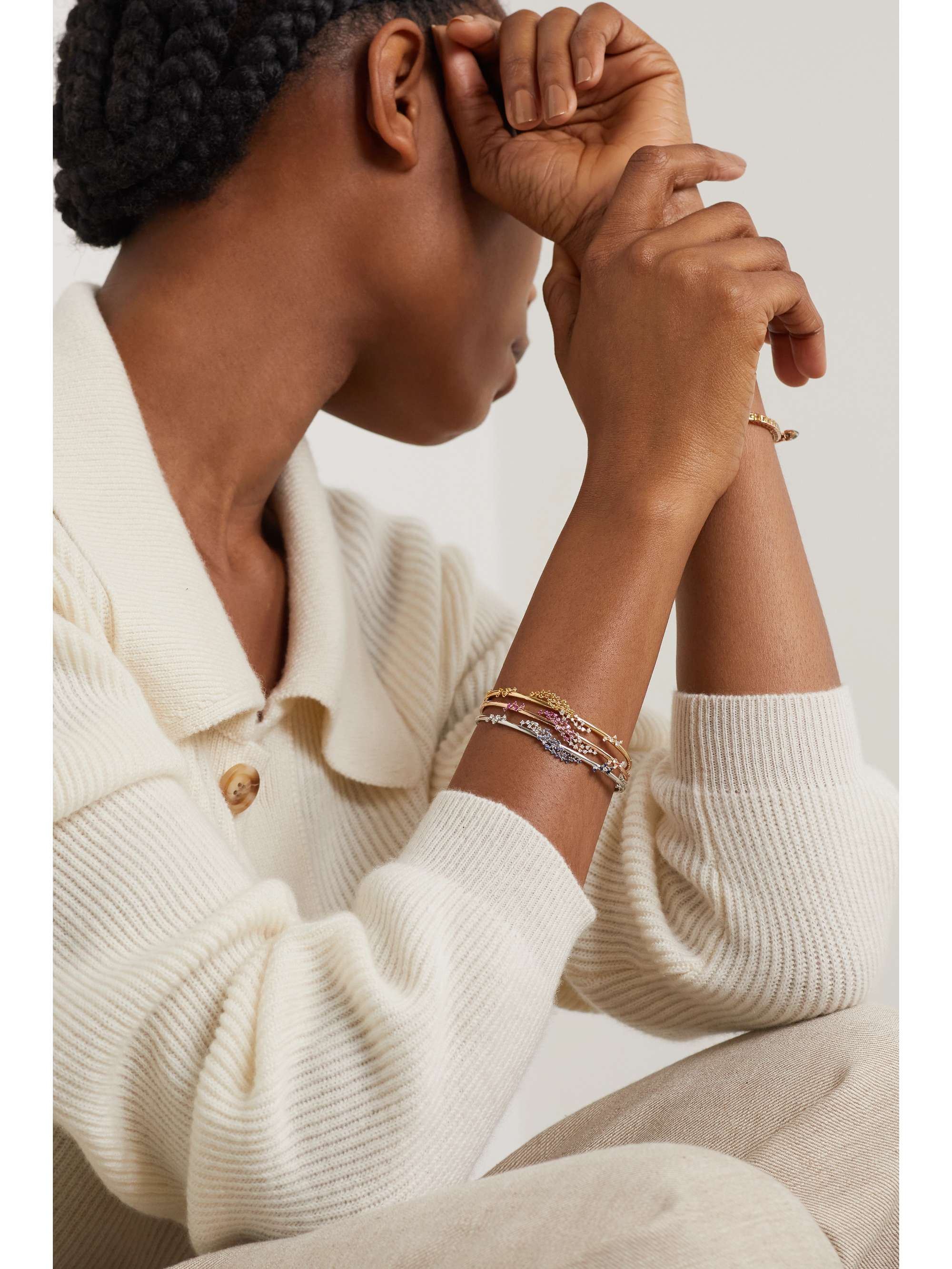 ANANYA 18-karat white gold, sapphire and diamond bracelet