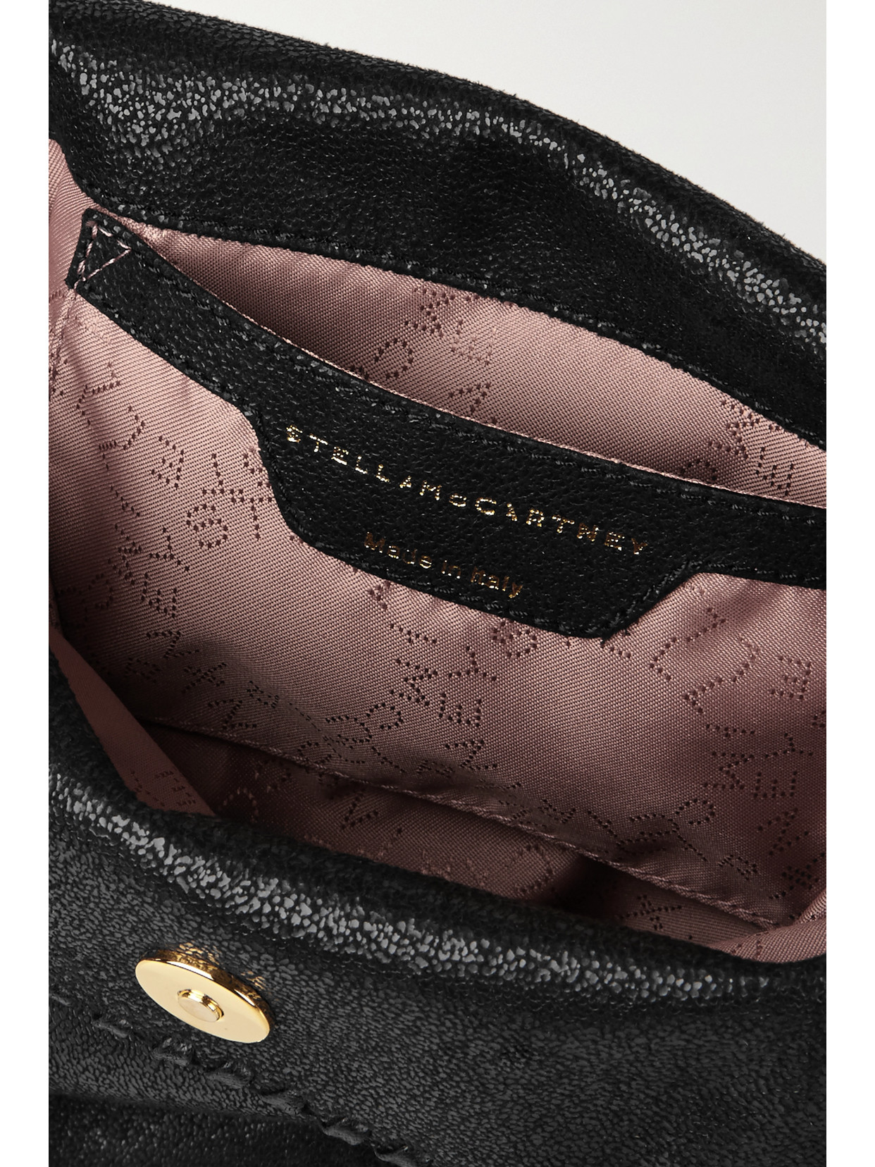 Stella Mccartney The Falabella Mini Faux Brushed-leather Shoulder Bag In Black