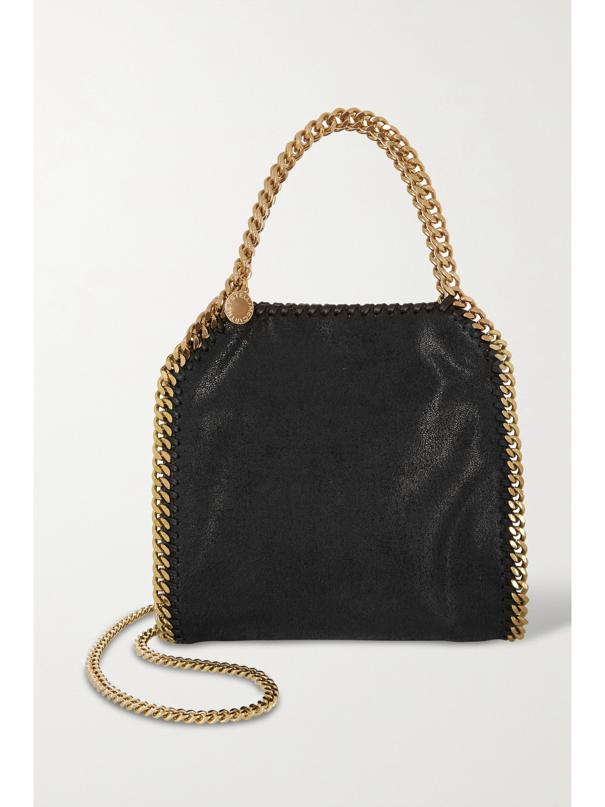 Stella Mccartney The Falabella Mini Faux Brushed-leather Shoulder Bag In Black