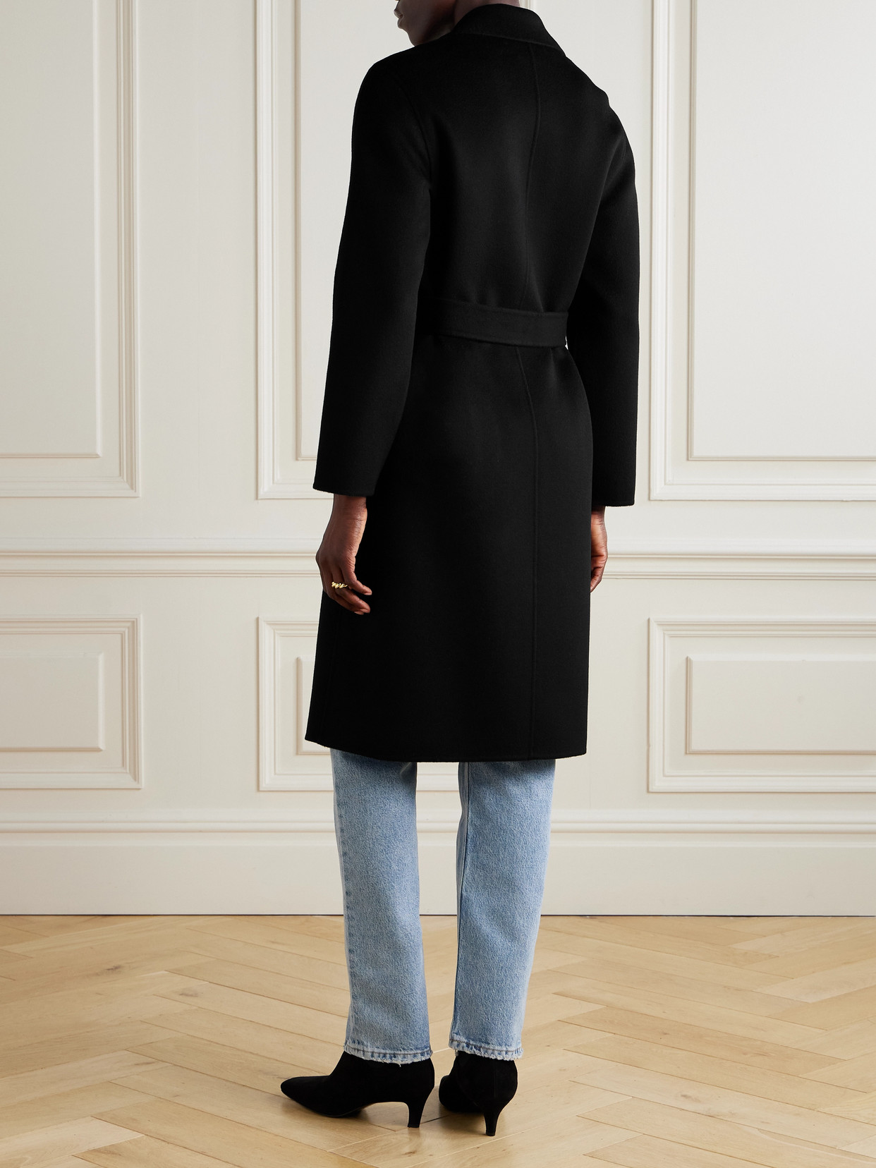 Shop Joseph Cenda Belted Wool And Cashmere-blend Coat In Black