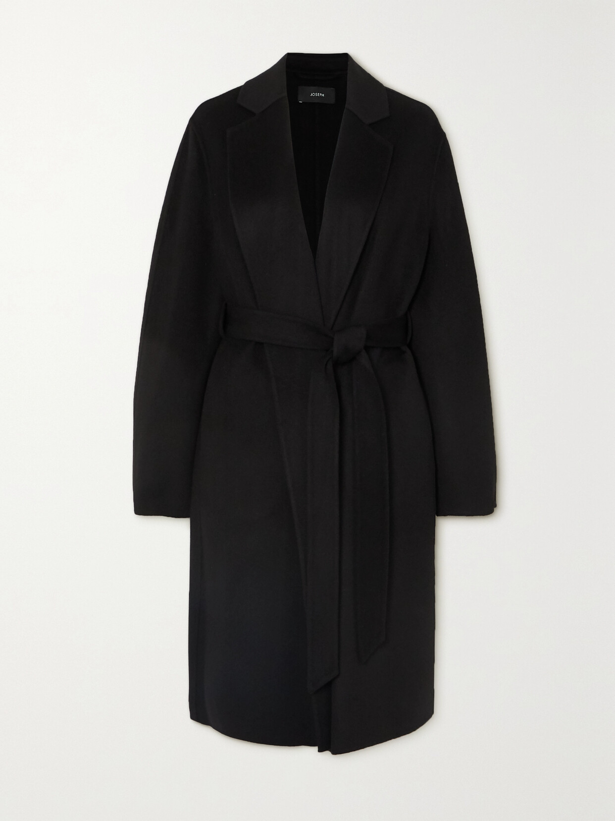 Shop Joseph Cenda Belted Wool And Cashmere-blend Coat In Black