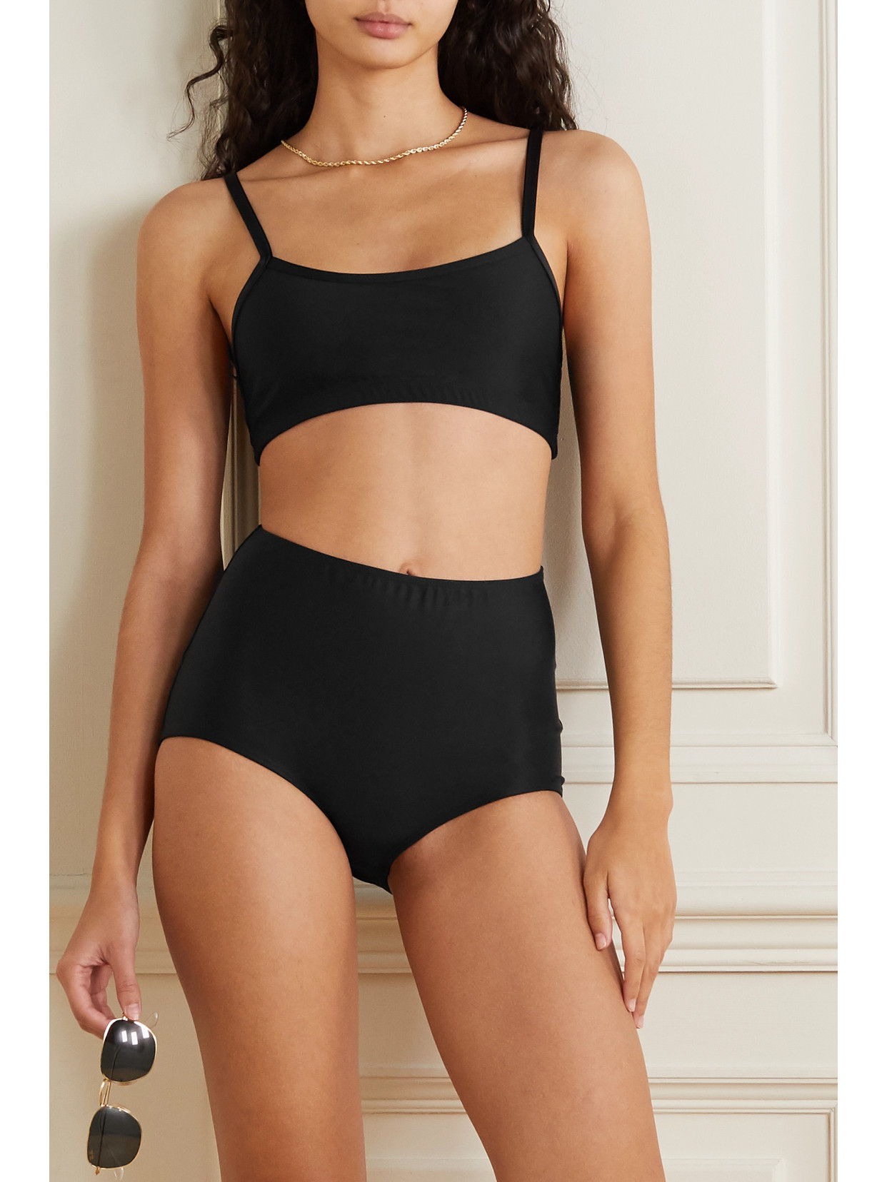 Shop Cover + Net Sustain Upf 50+ Stretch Recycled Bikini Top In Black