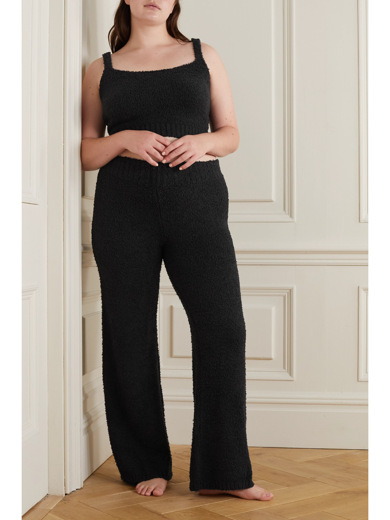 Skims Cozy Knit Bouclé Pants In Onyx ModeSens