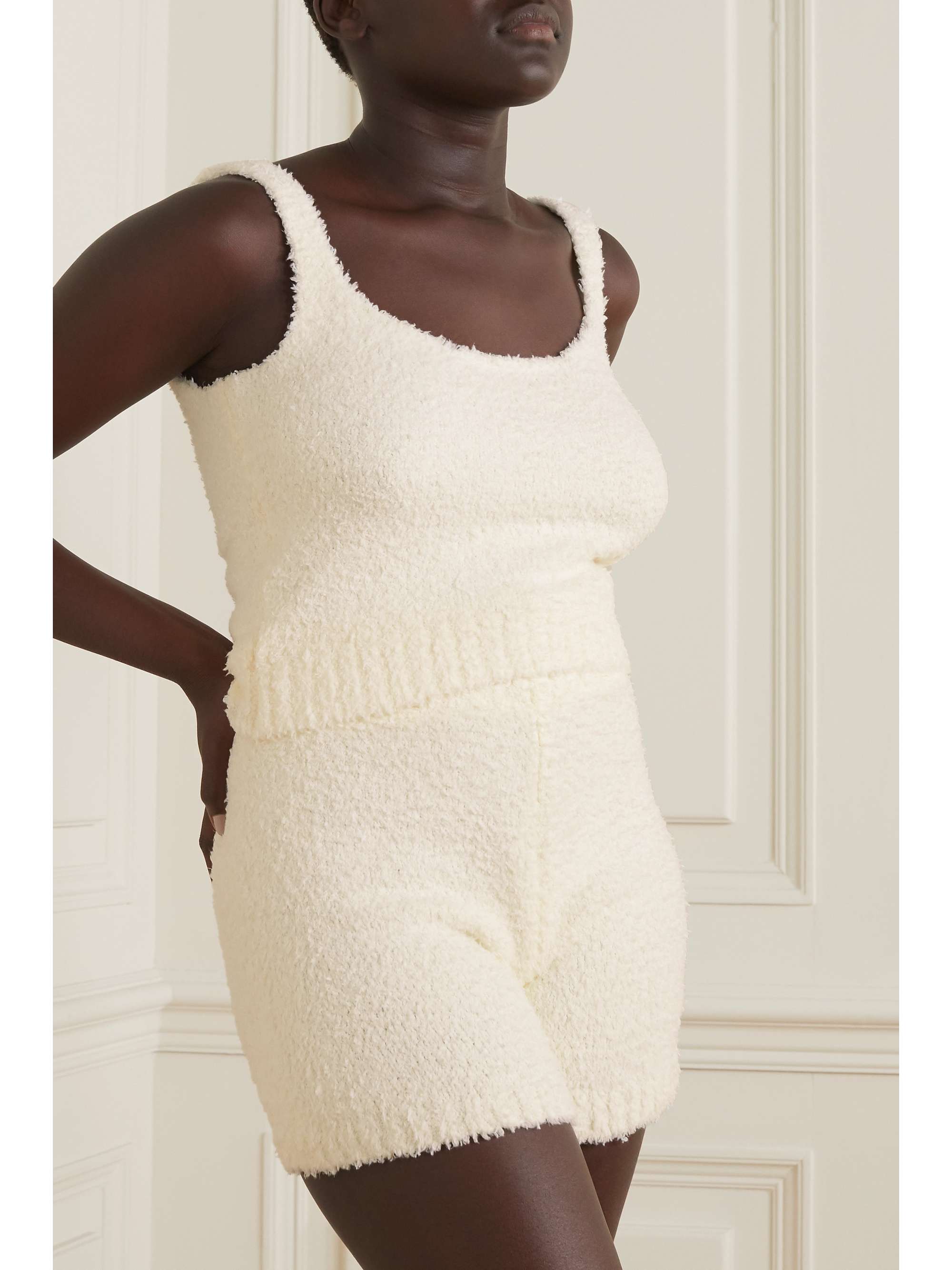 SKIMS Cozy Teddy Knit Tank Top Cream/White NWOT L/XL - $38