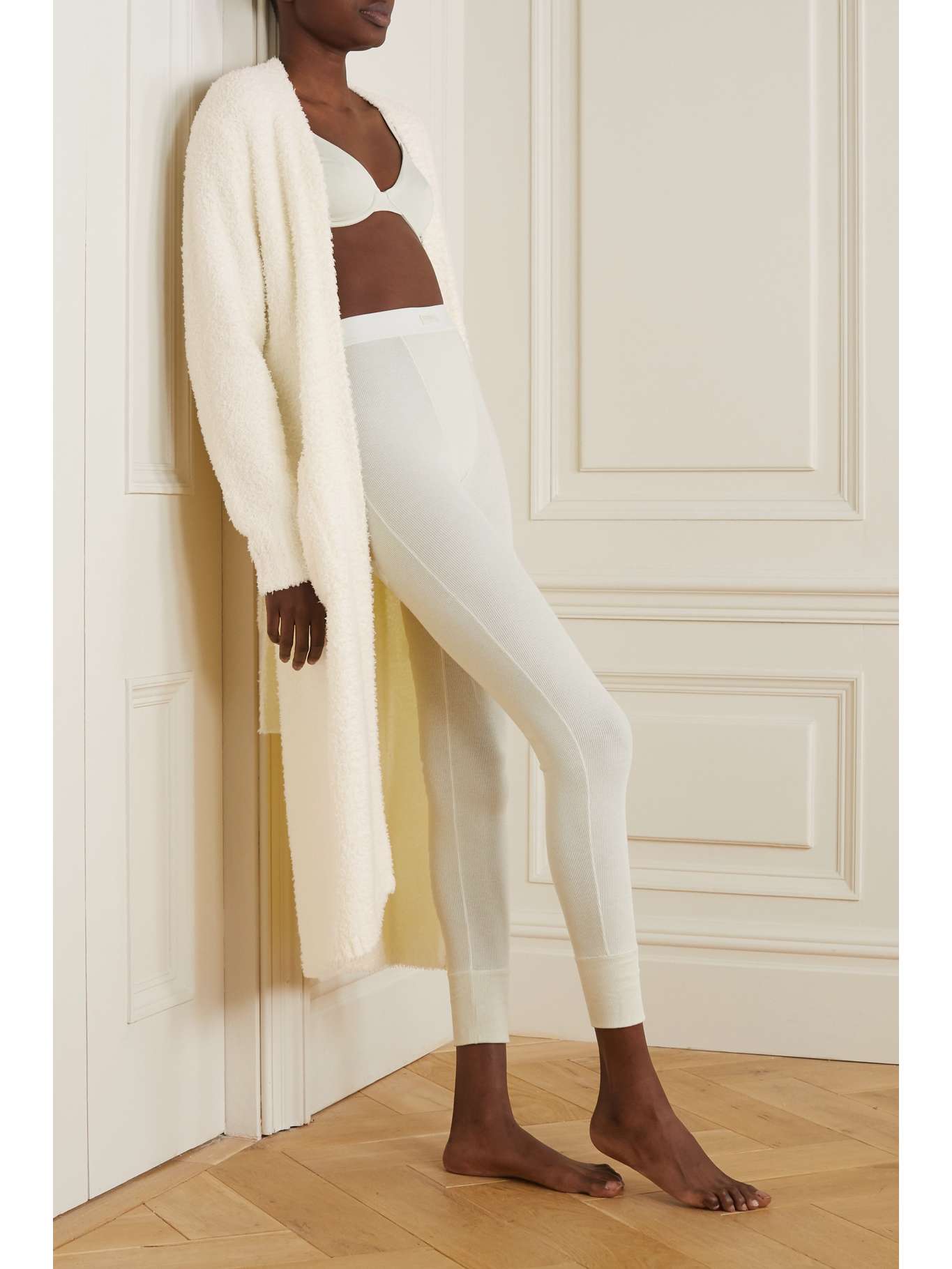 SKIMS Cozy Knit bouclé robe Bone NETAPORTER