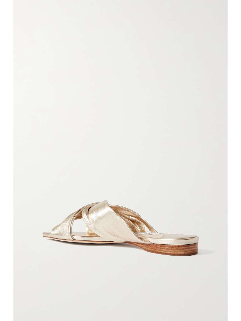 Gold Narisa knotted metallic leather sandals | JIMMY CHOO | NET-A-PORTER