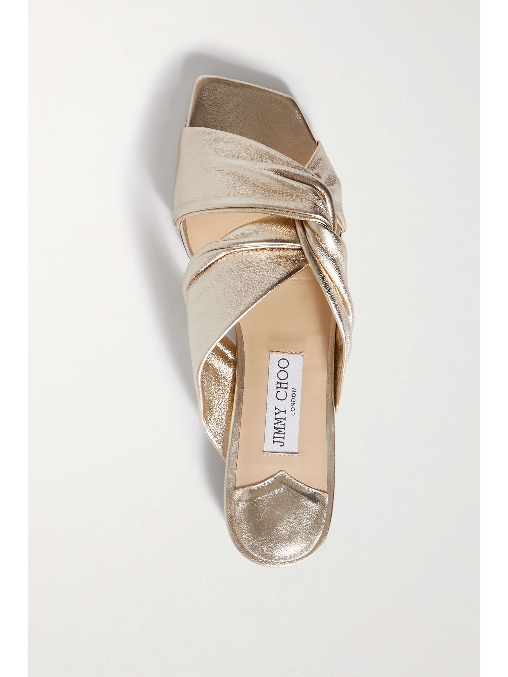 JIMMY CHOO Narisa knotted metallic leather sandals | NET-A-PORTER