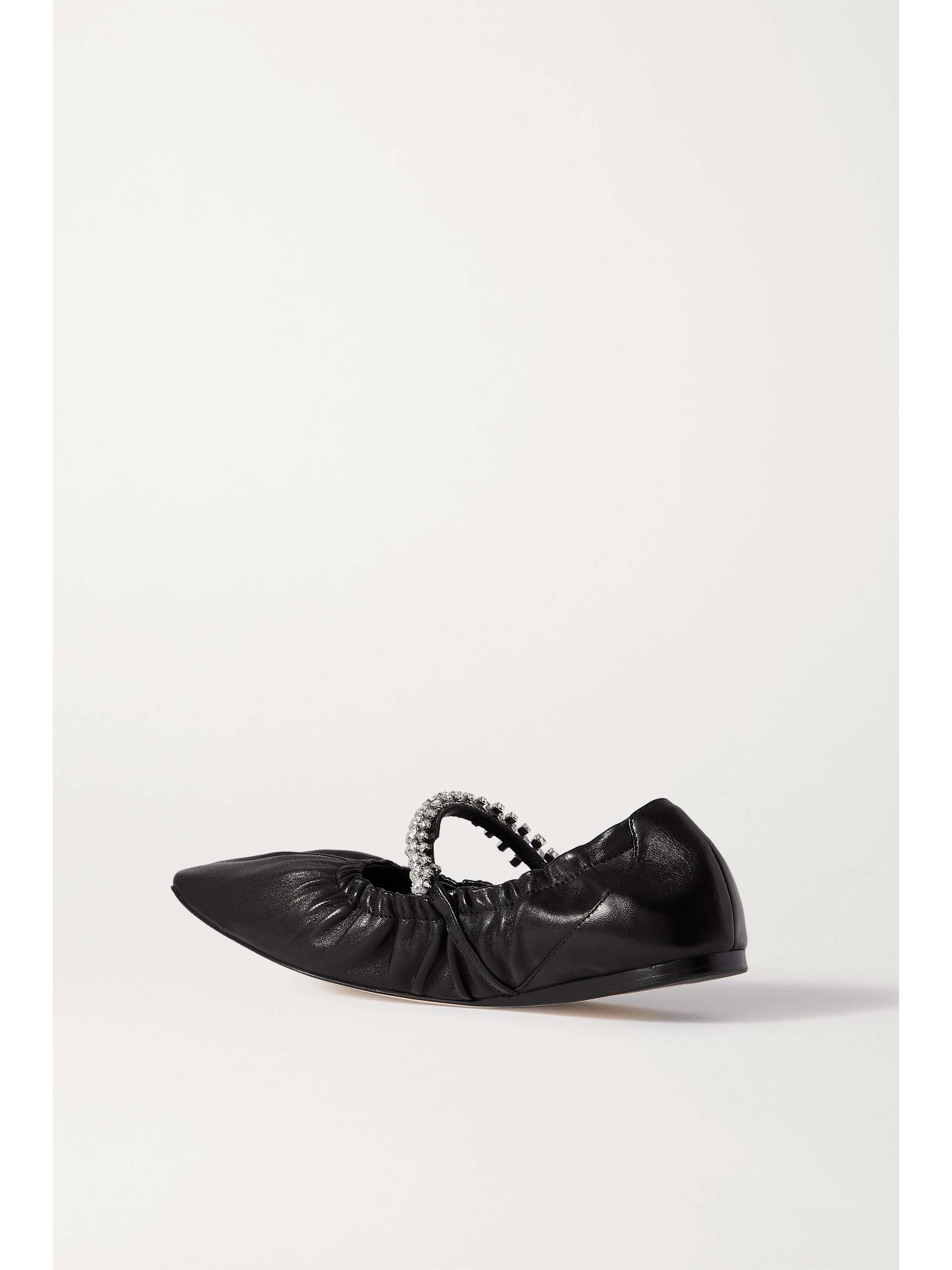 JIMMY CHOO Gai crystal-embellished glossed-leather ballet flats