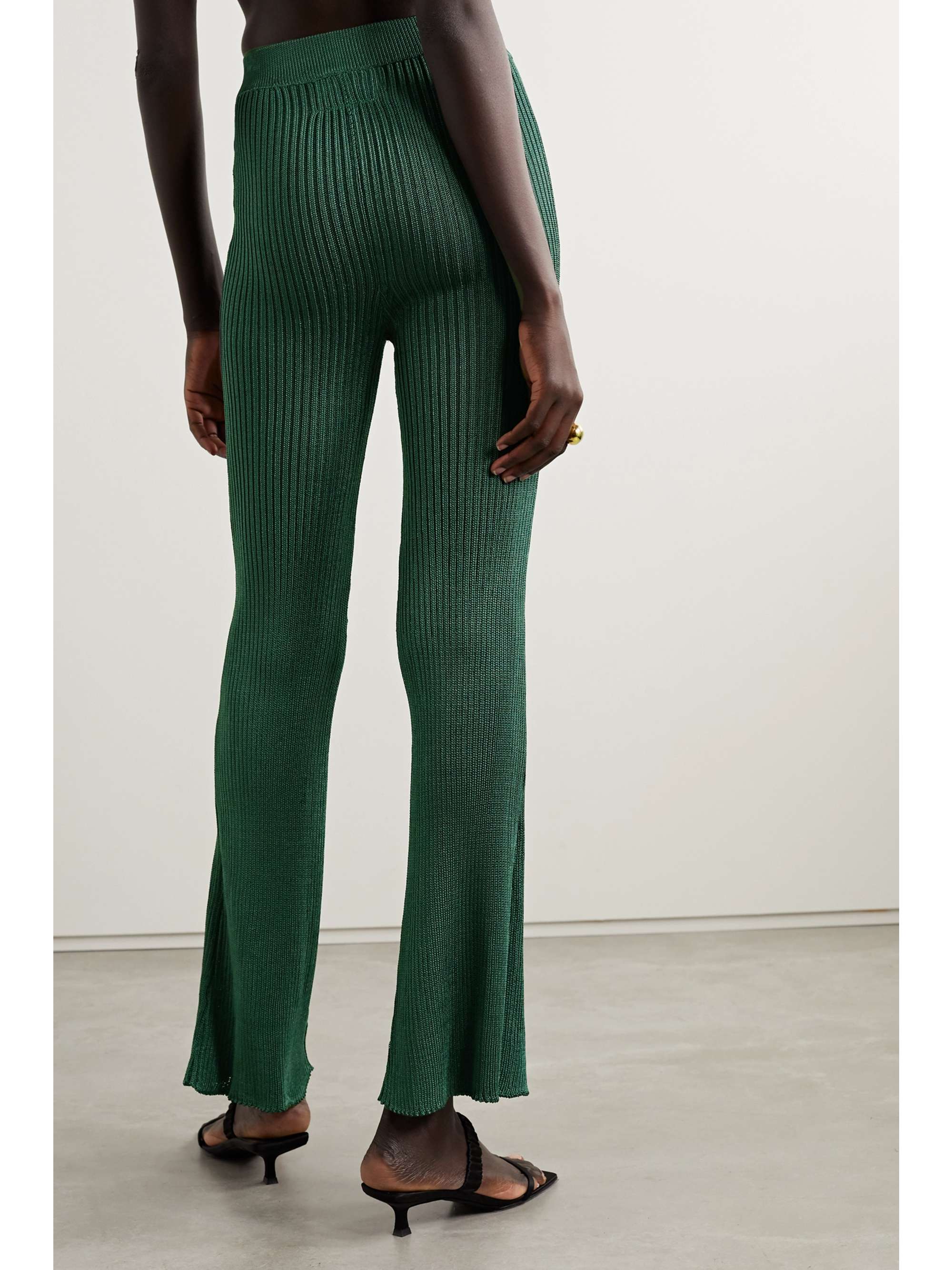 CALLE DEL MAR Ribbed-knit flared pants