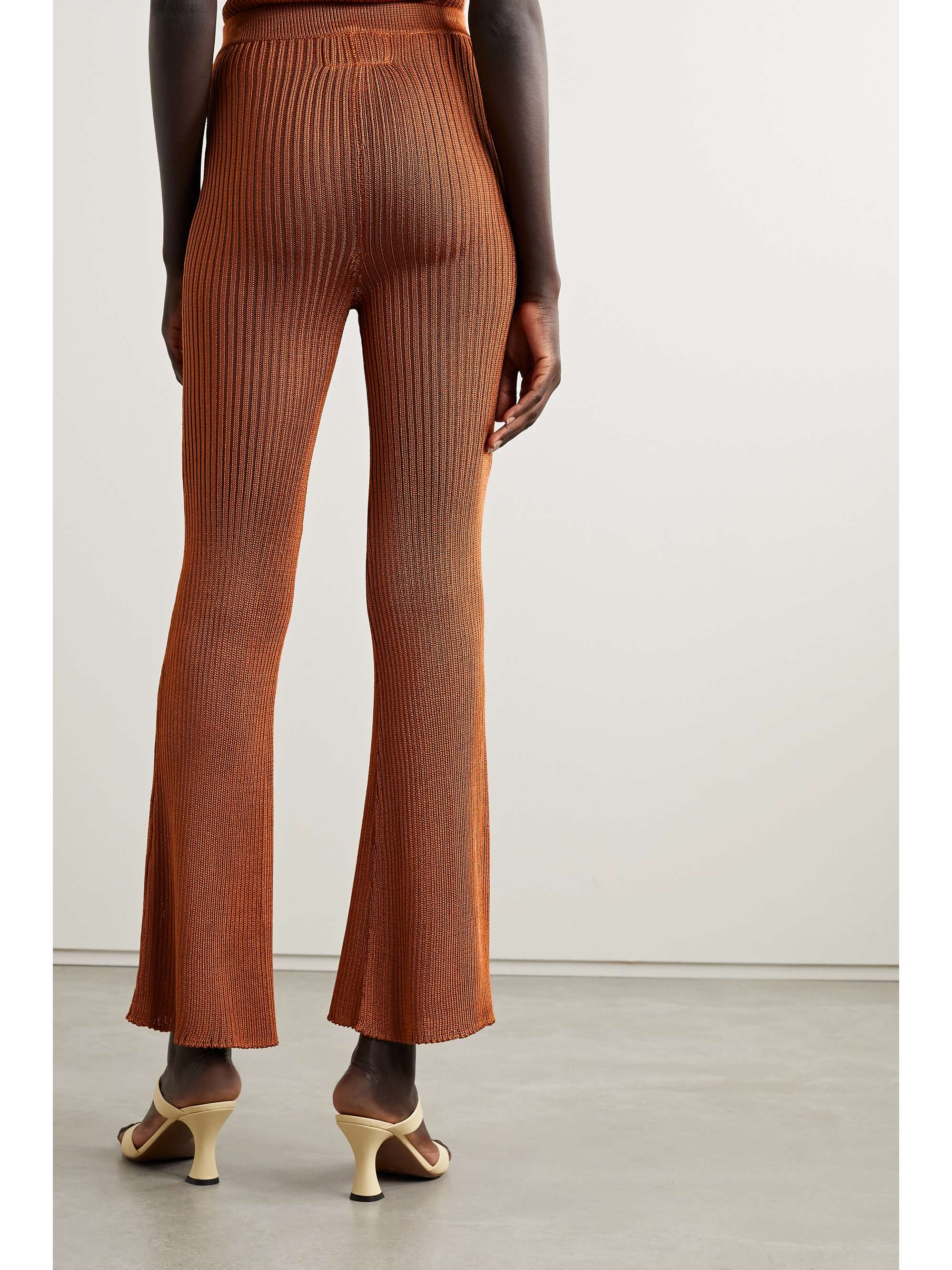 CALLE DEL MAR Ribbed-knit flared pants