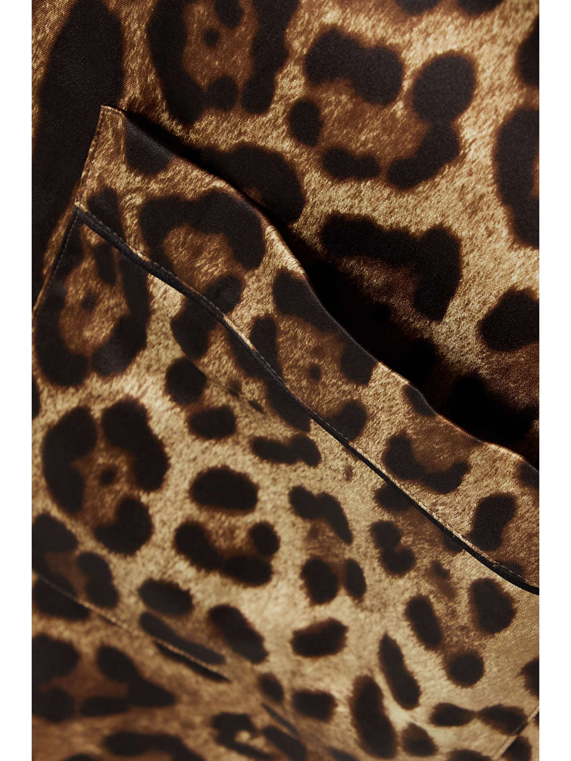 DOLCE & GABBANA Diva belted leopard-print silk-blend satin pajama shirt