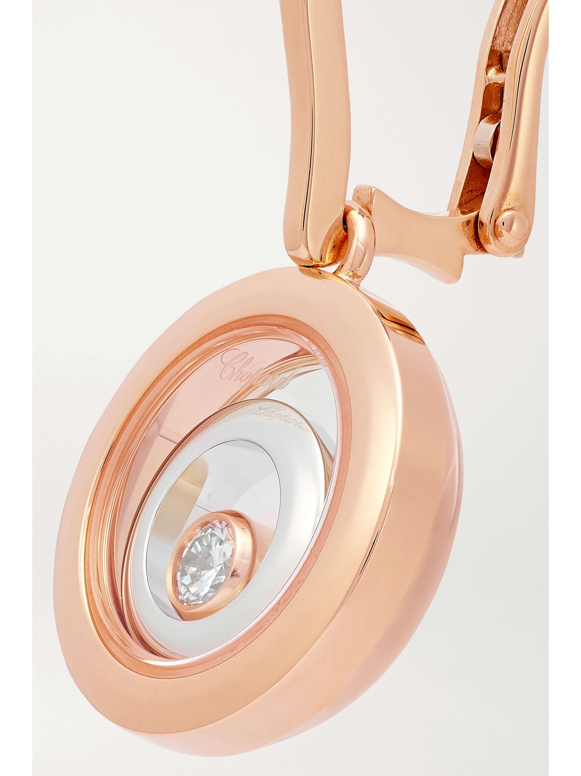 CHOPARD Happy Spirit 18-karat rose and white gold diamond earrings