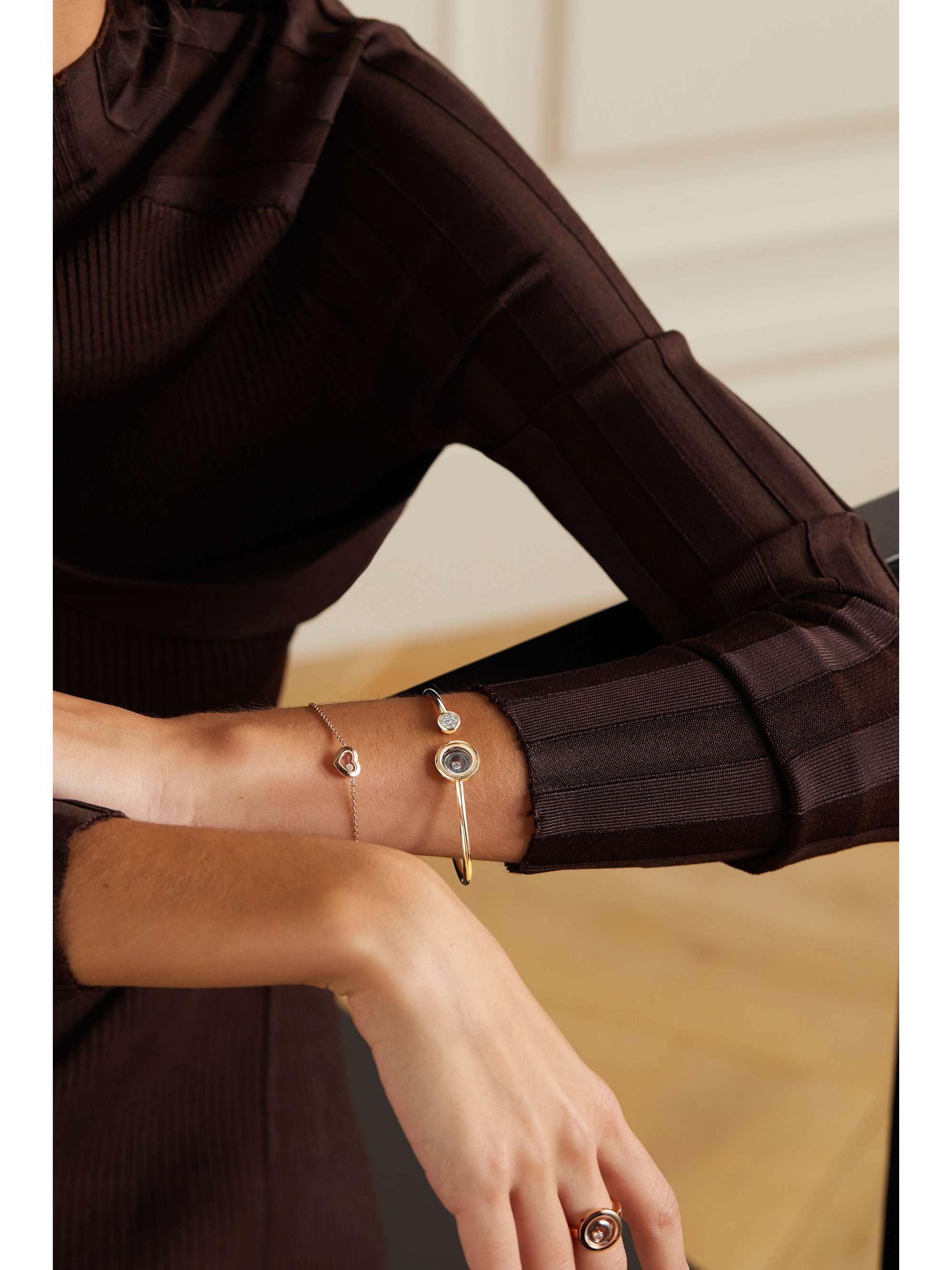 Rose gold Happy Spirit 18-karat rose and white gold diamond cuff | CHOPARD  | NET-A-PORTER