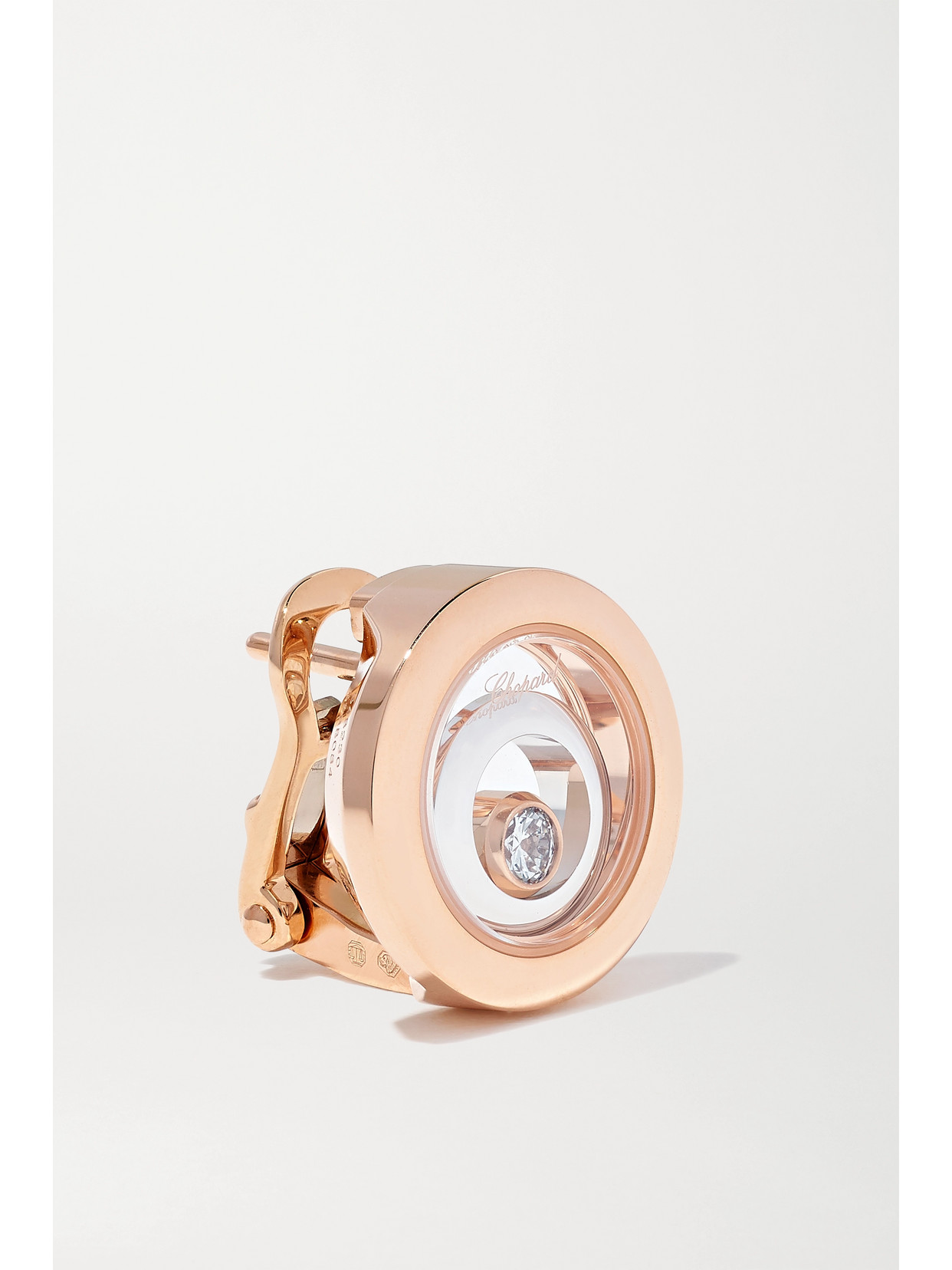 Shop Chopard Happy Spirit 18-karat Rose And White Gold Diamond Earrings In Rose Gold