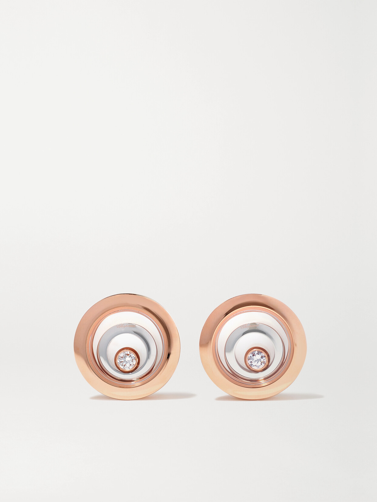 Chopard Happy Spirit 18-karat Rose And White Gold Diamond Earrings In Rose Gold