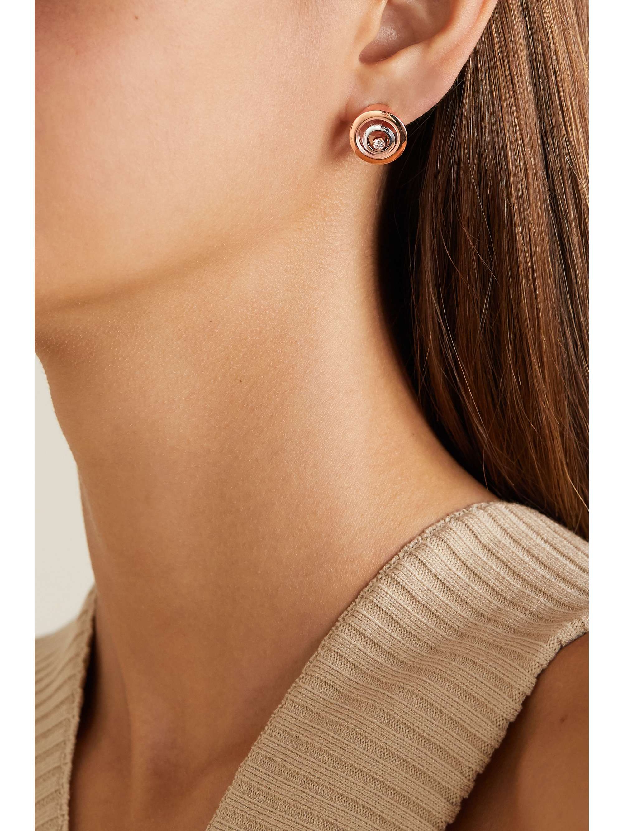 CHOPARD Happy Spirit 18-karat rose and white gold diamond earrings