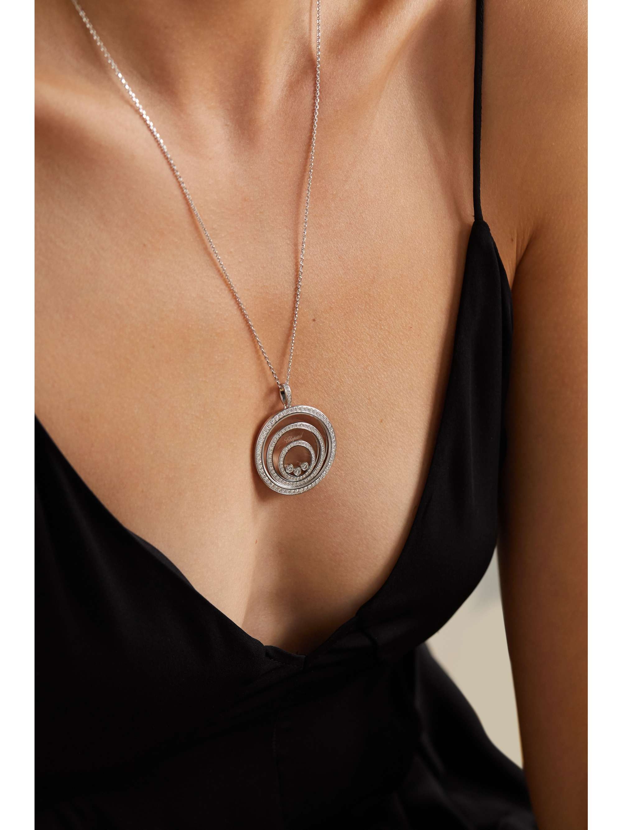 CHOPARD Happy Spirit 18-karat rose and white gold diamond necklace