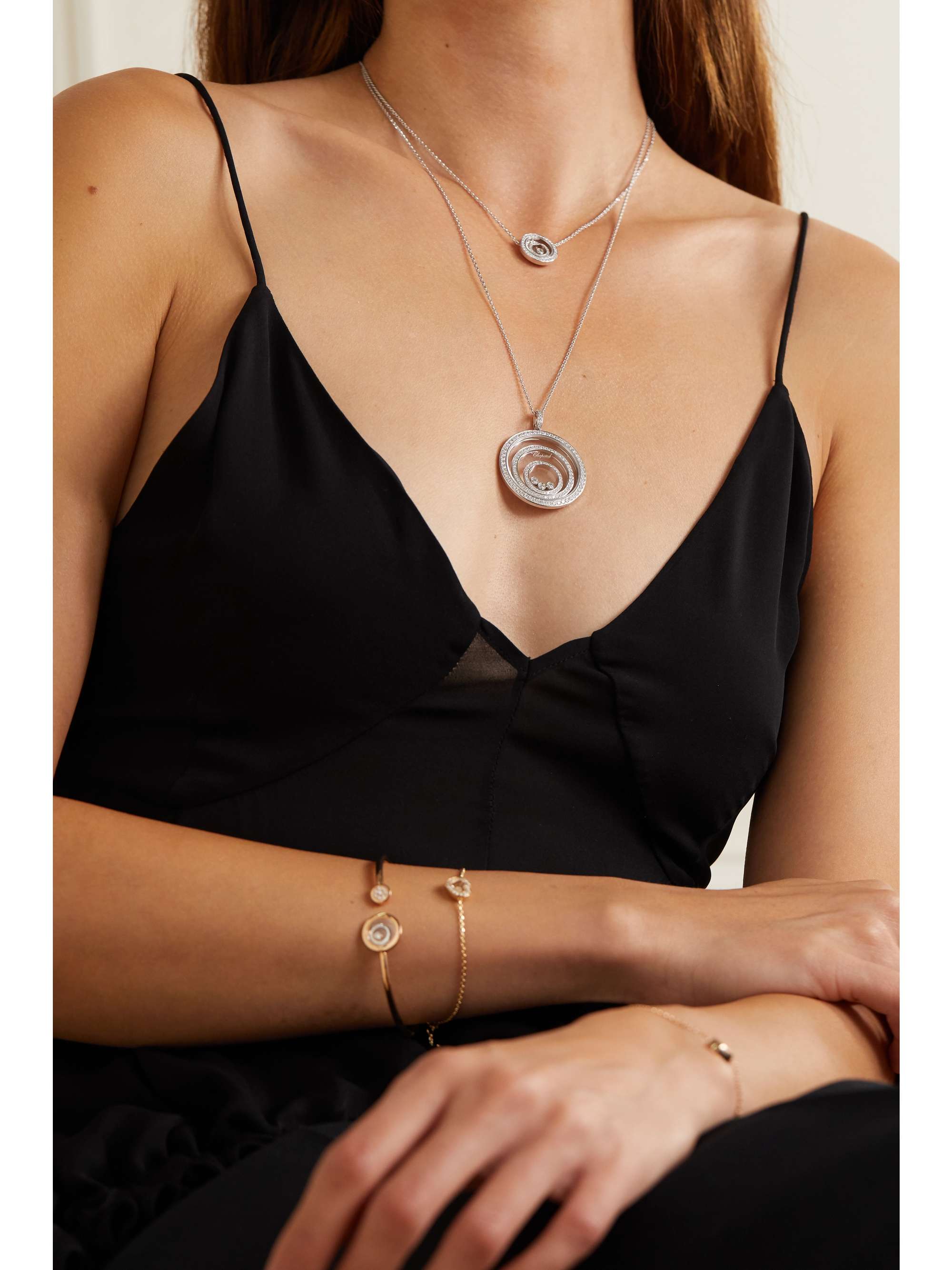 CHOPARD Happy Spirit 18-karat rose and white gold diamond necklace