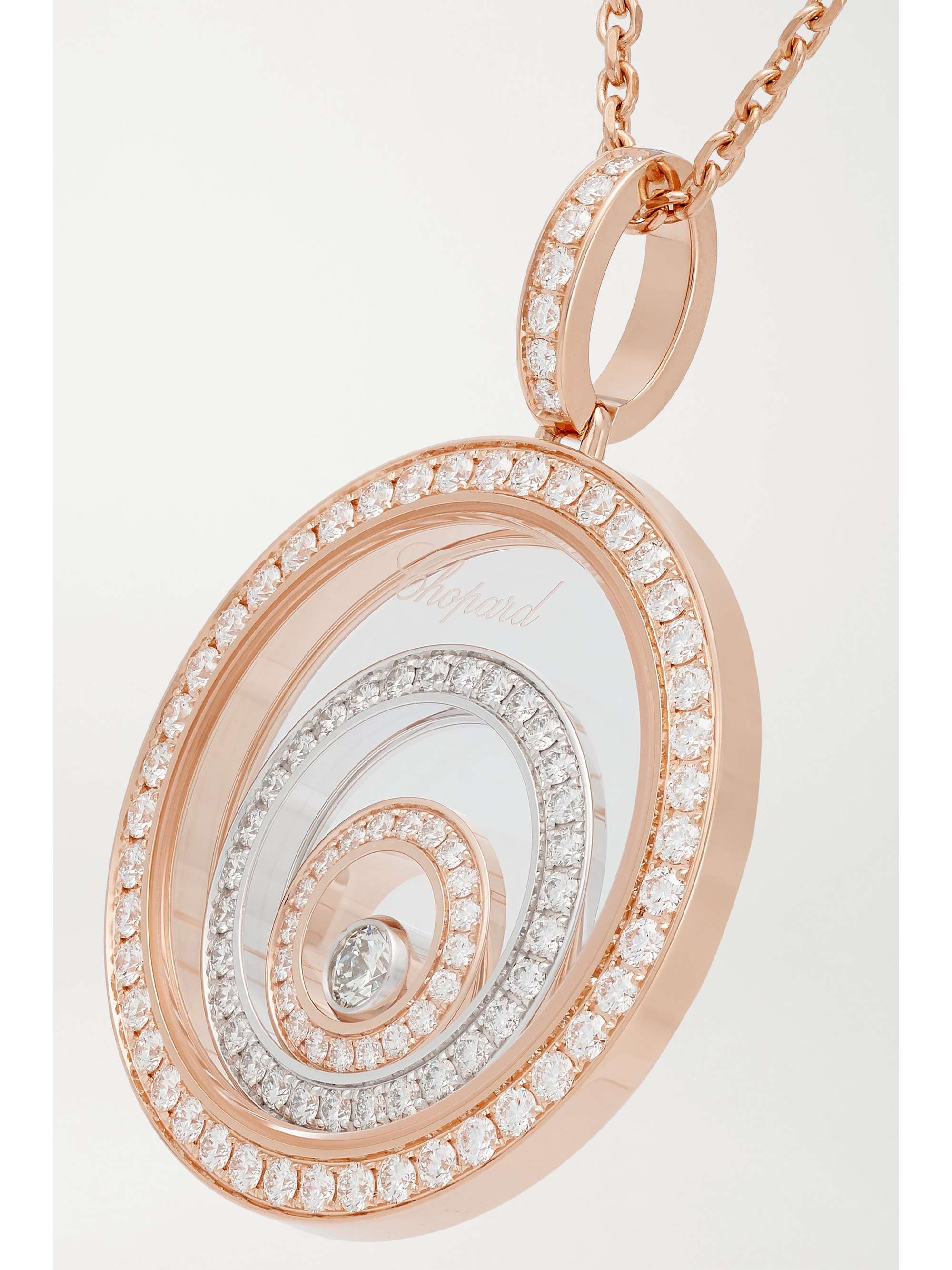 CHOPARD Happy Spirit 18-karat rose and white gold diamond necklace