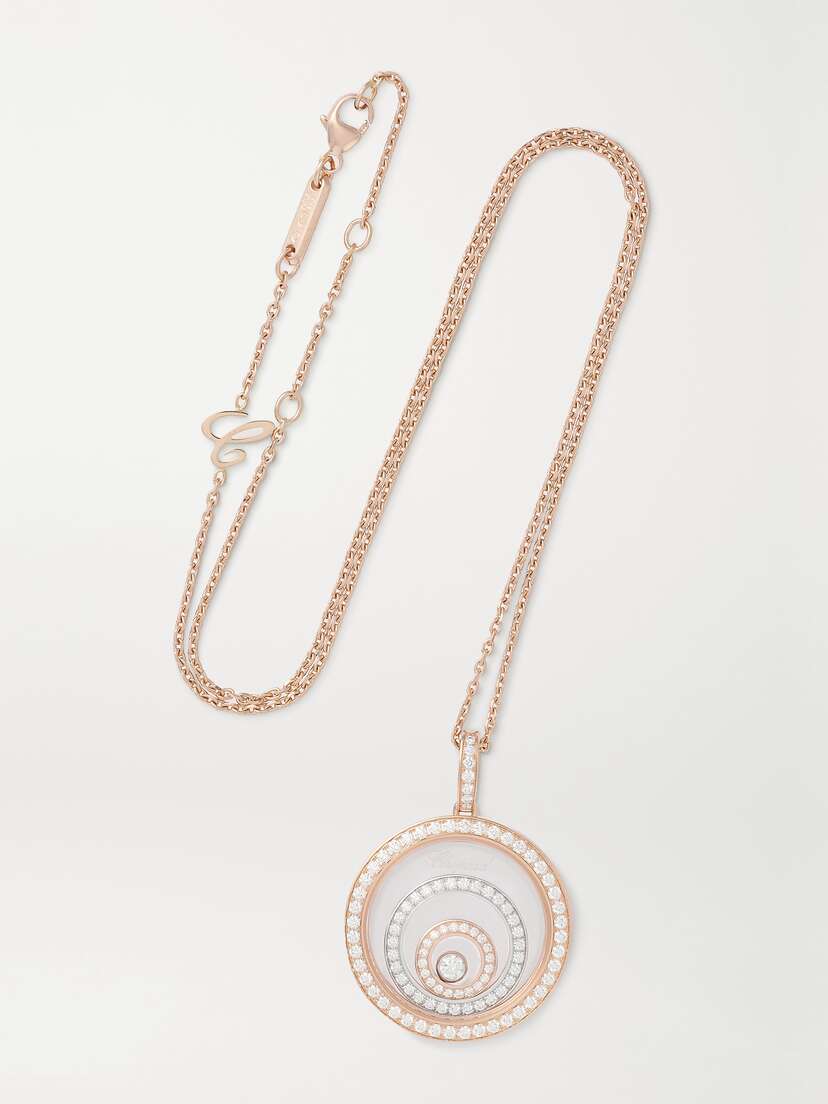 Chopard Happy Spirit 18-karat Rose And White Gold Diamond Necklace