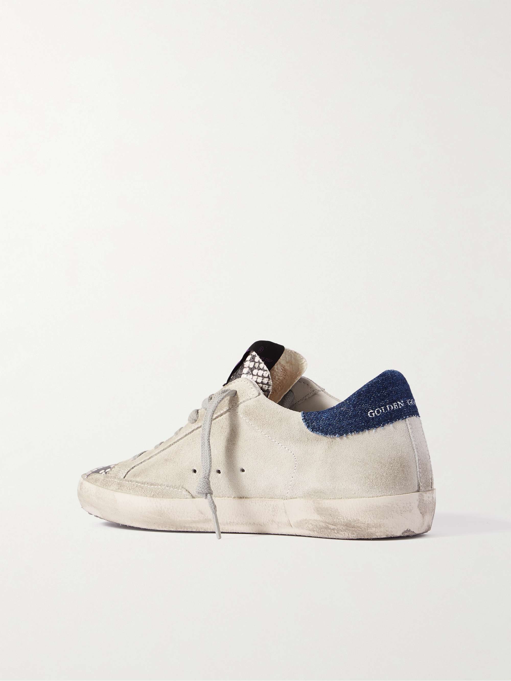 GOLDEN GOOSE Superstar faux pearl-embellished distressed leather sneakers