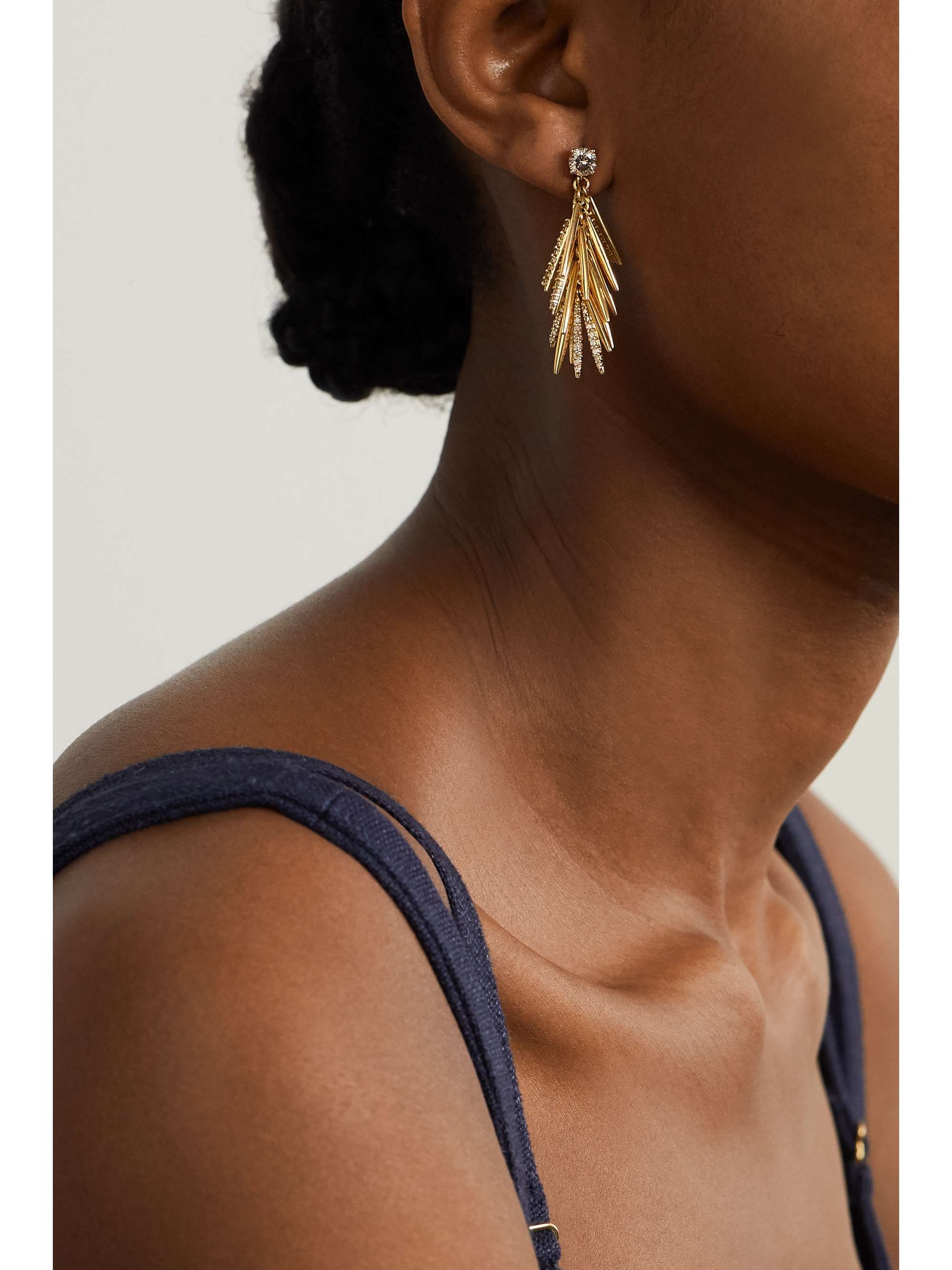 ILEANA MAKRI Grass Sunshine Drops 18-karat gold diamond earrings