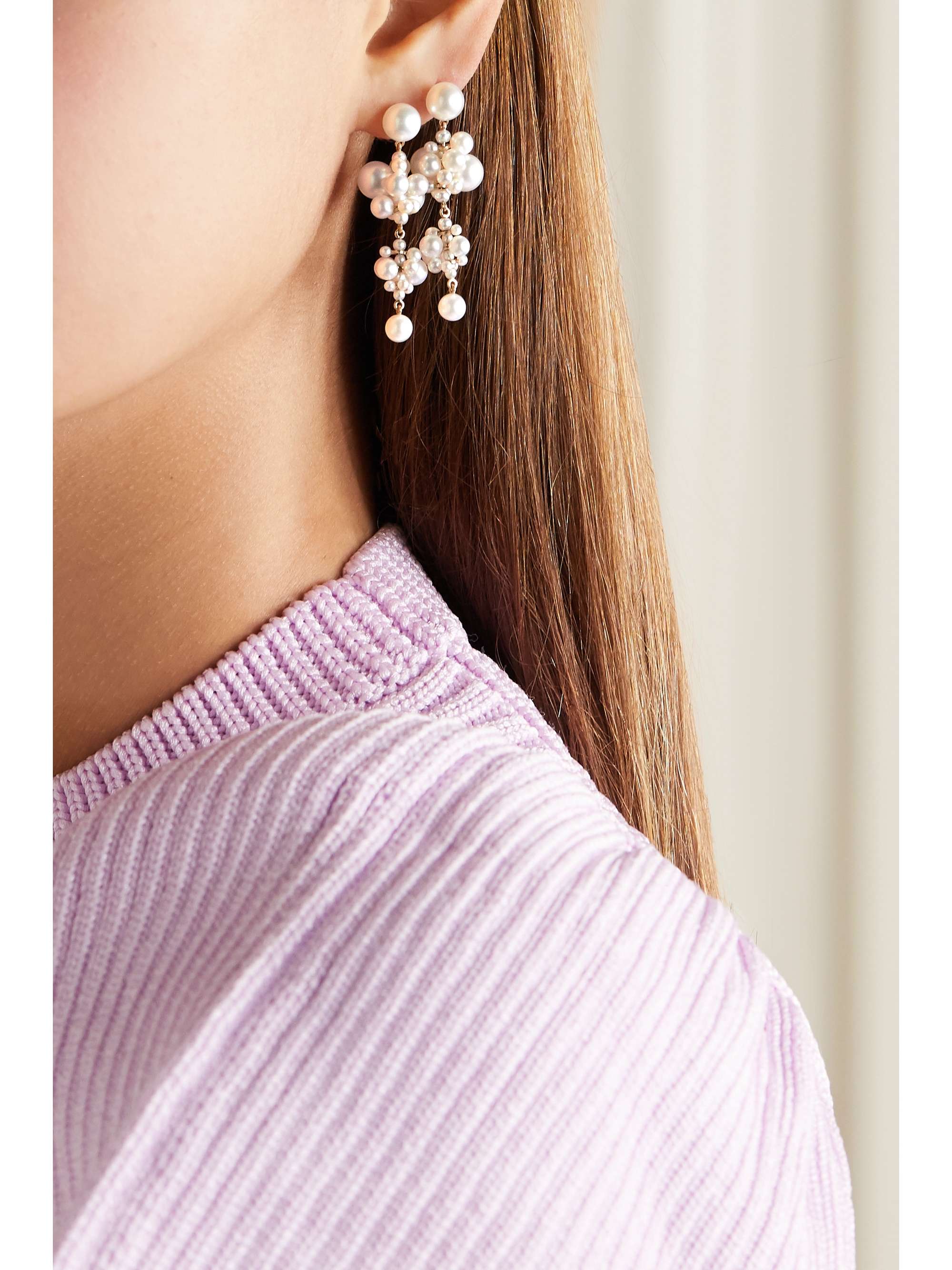 SOPHIE BILLE BRAHE Celli 14-karat gold pearl earrings