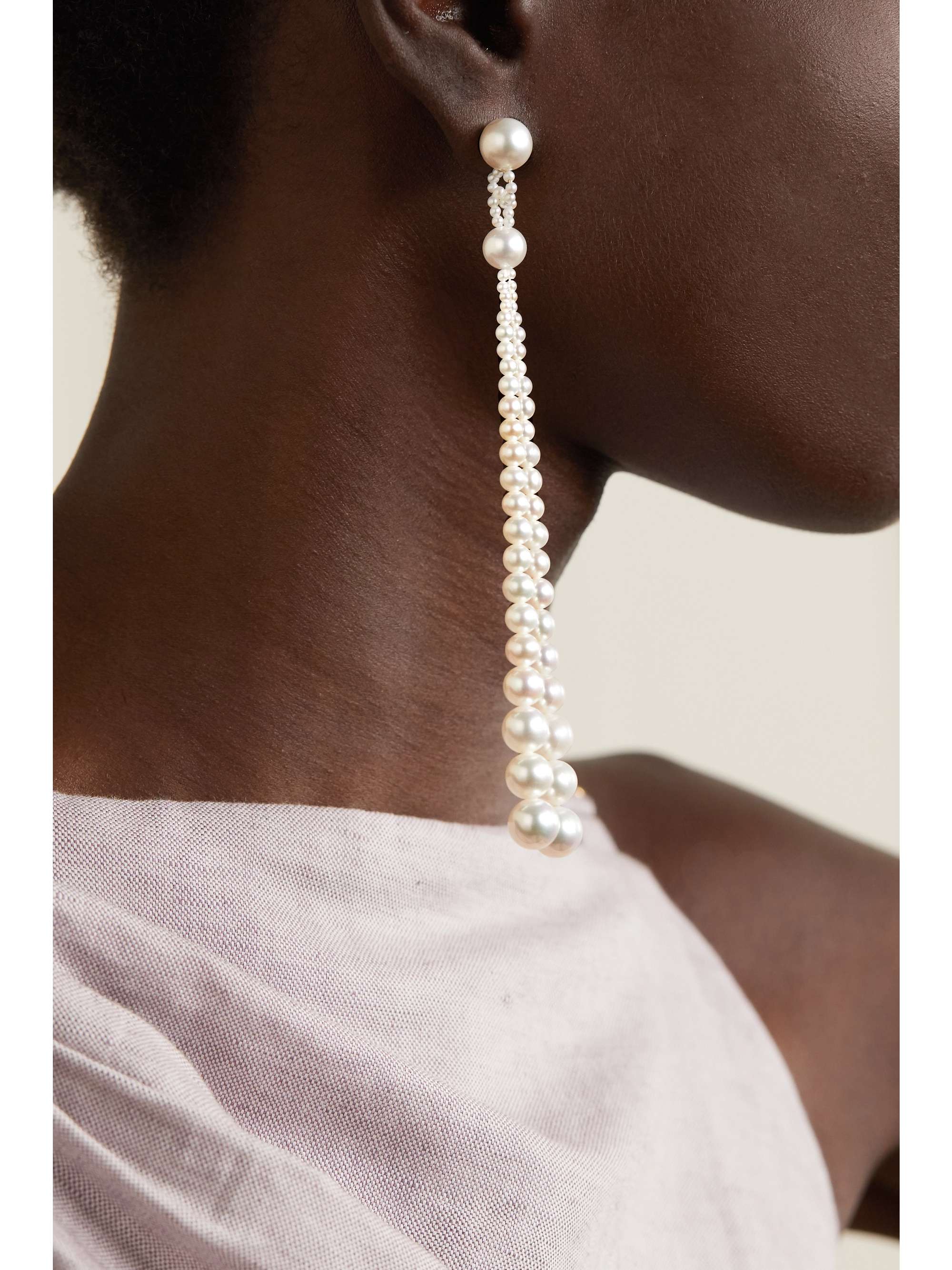 SOPHIE BILLE BRAHE Peggy Opera 14-karat gold pearl earrings